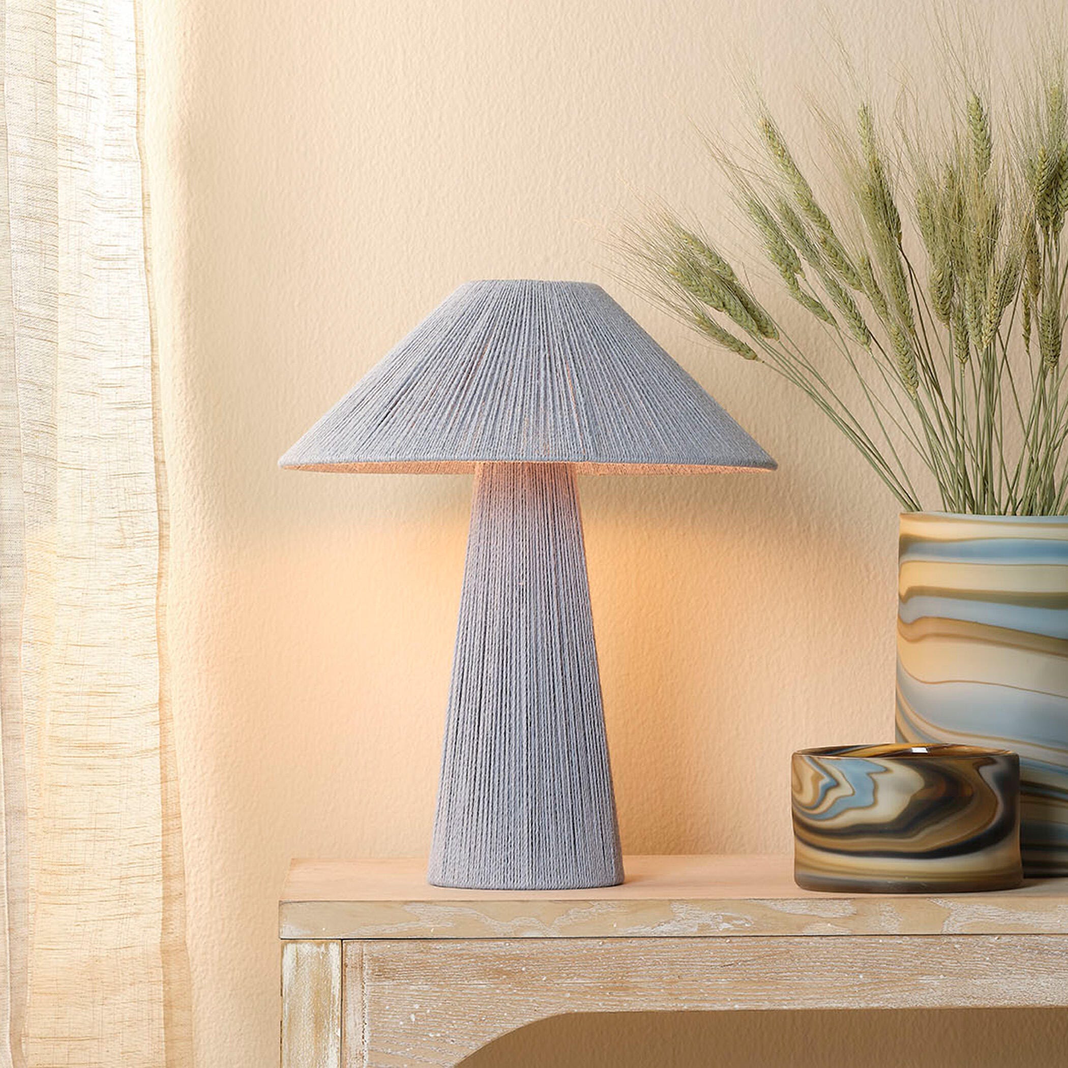 Relaxed Elegance Tava Jute Table Lamp, Blue, large