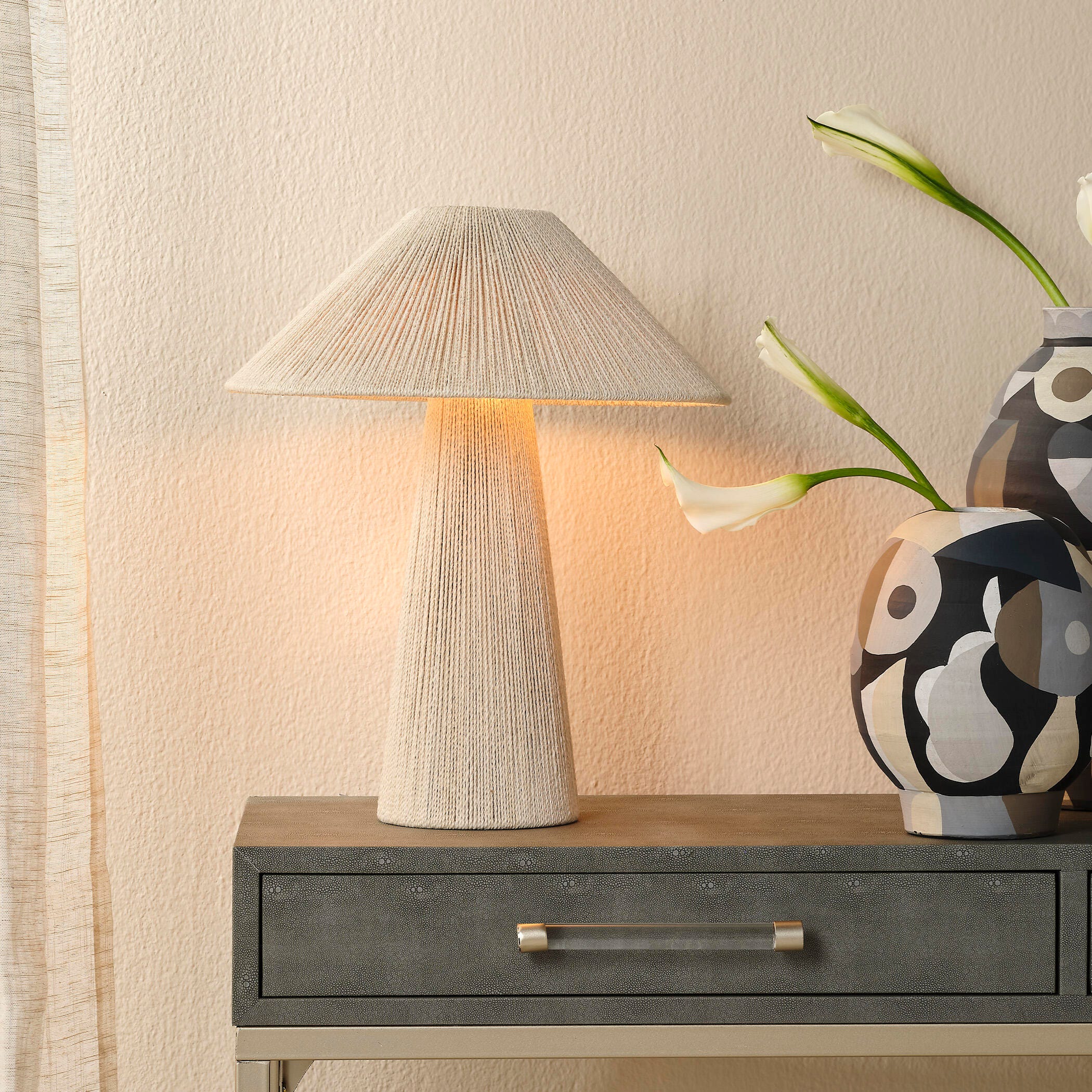 Relaxed Elegance Tava Jute Table Lamp, Off White, large