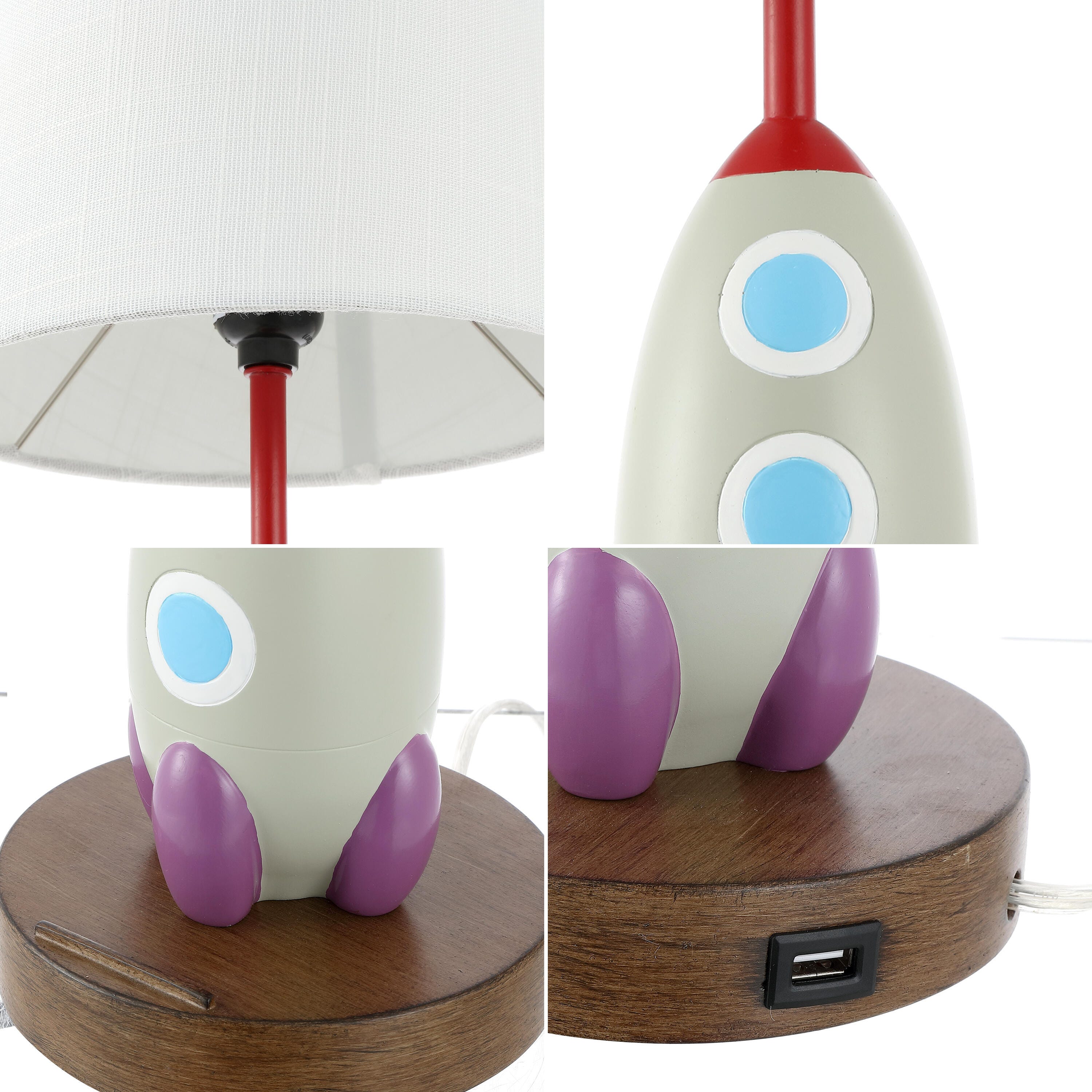 Jonathan Y Houston Rocket LED Kids Table Lamp, , large