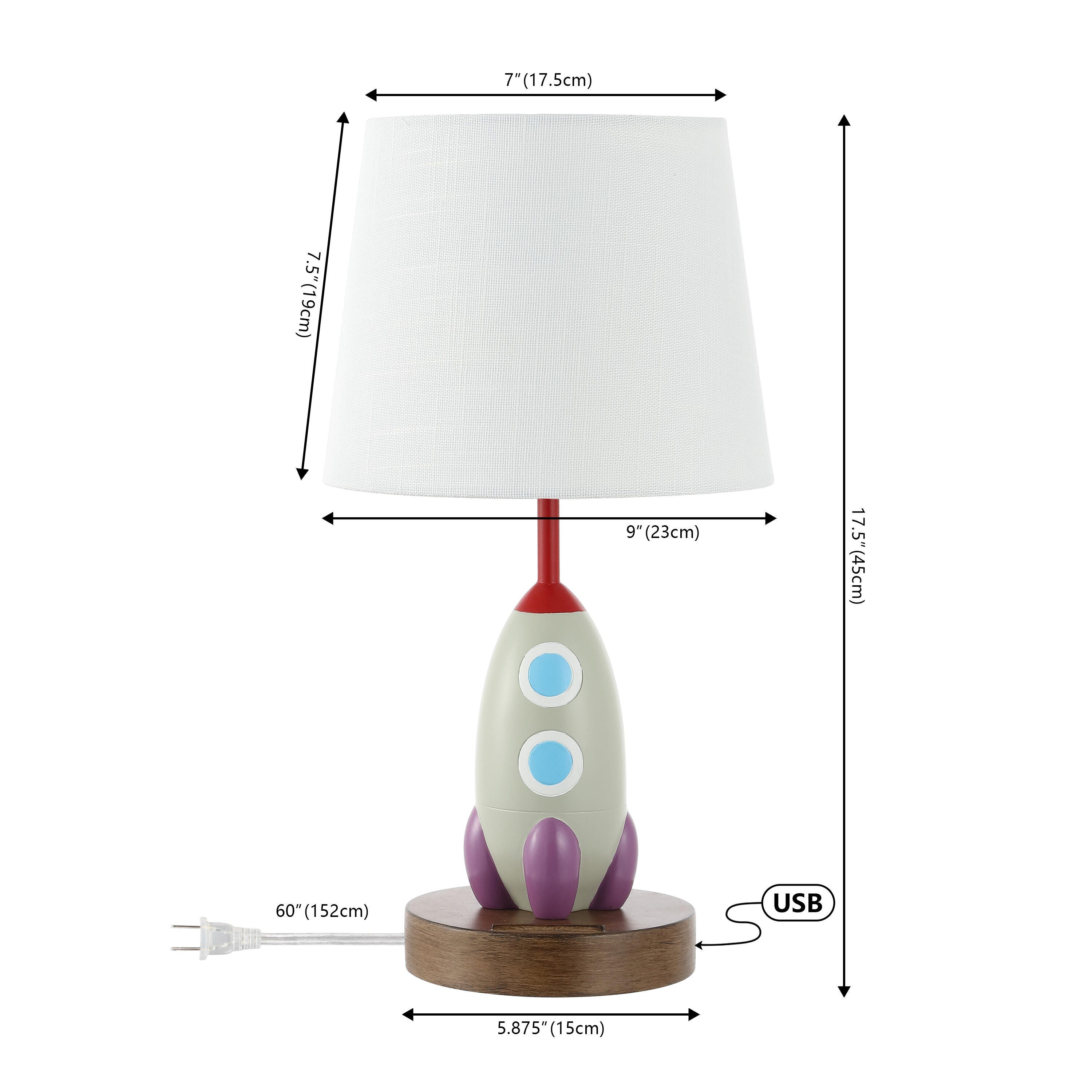 Jonathan Y Houston Rocket LED Kids Table Lamp, , large