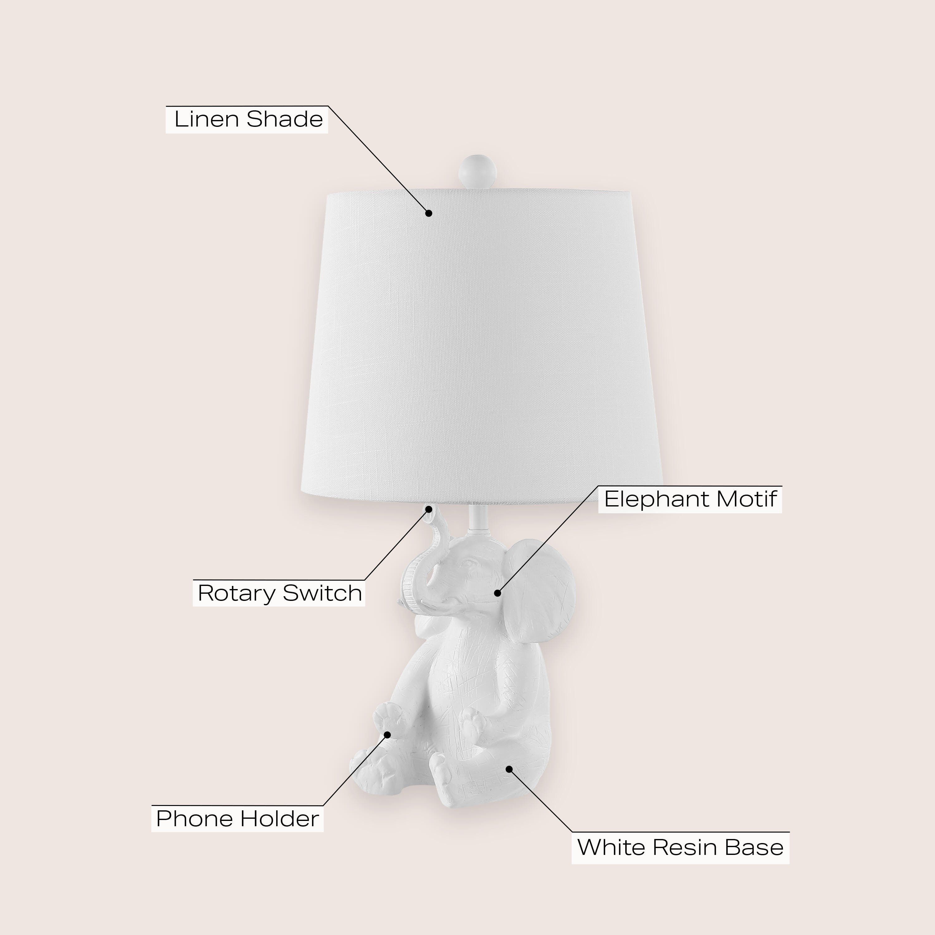 Jonathan Y Kairi Elephant LED Kids Table Lamp, , large