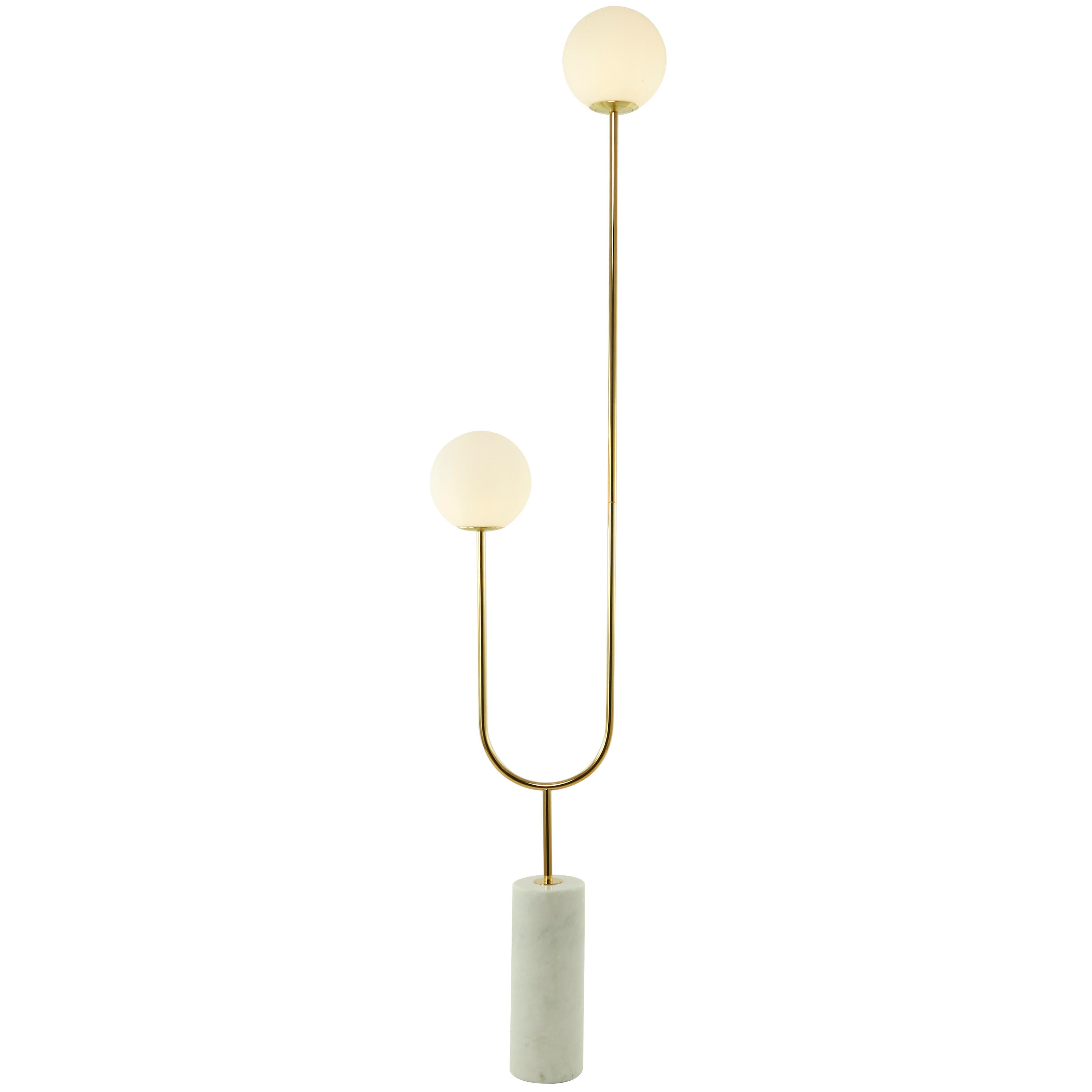 Bayberry Lane Orb 2 Light Floor Lamp, Gold, large