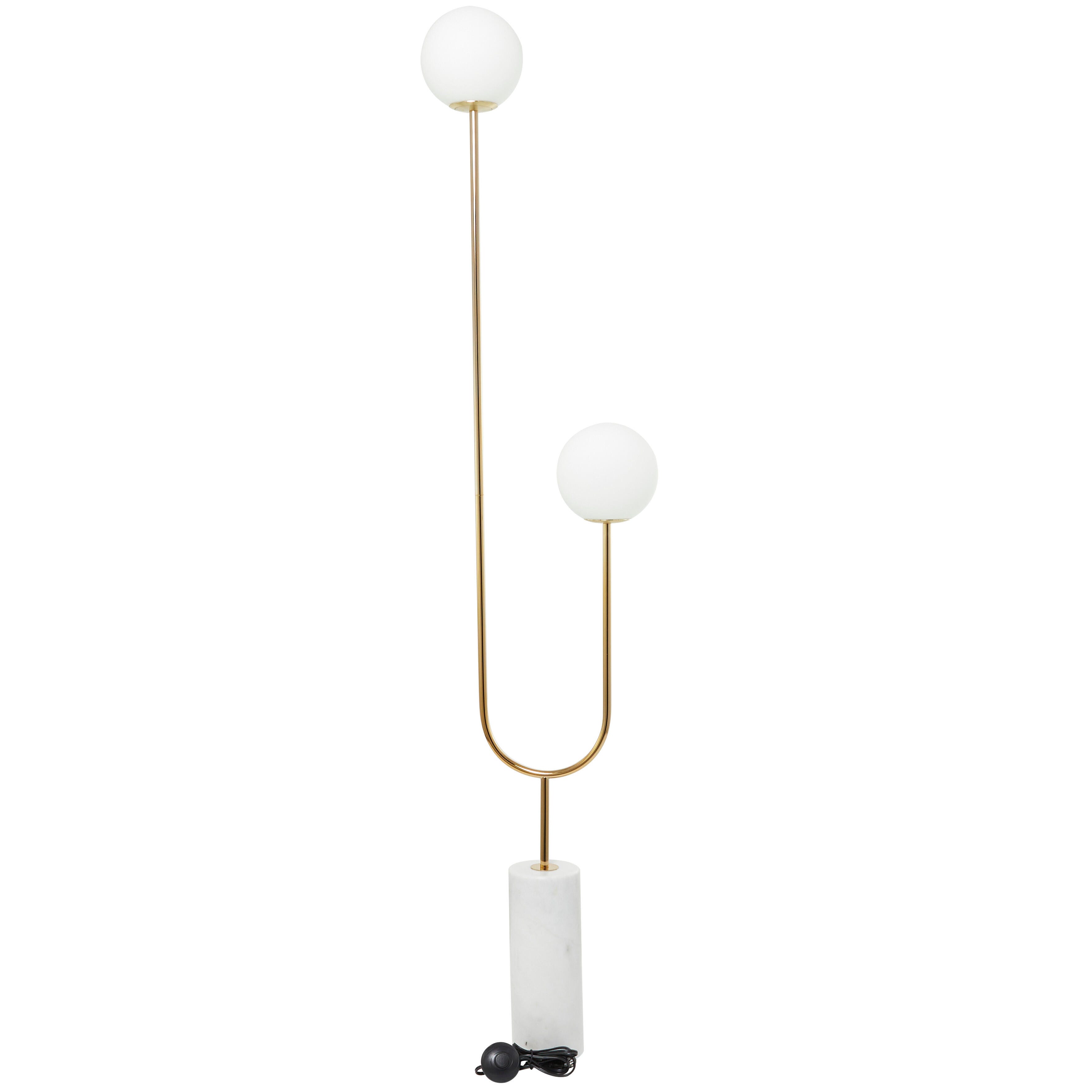 Bayberry Lane Orb 2 Light Floor Lamp, Gold, large