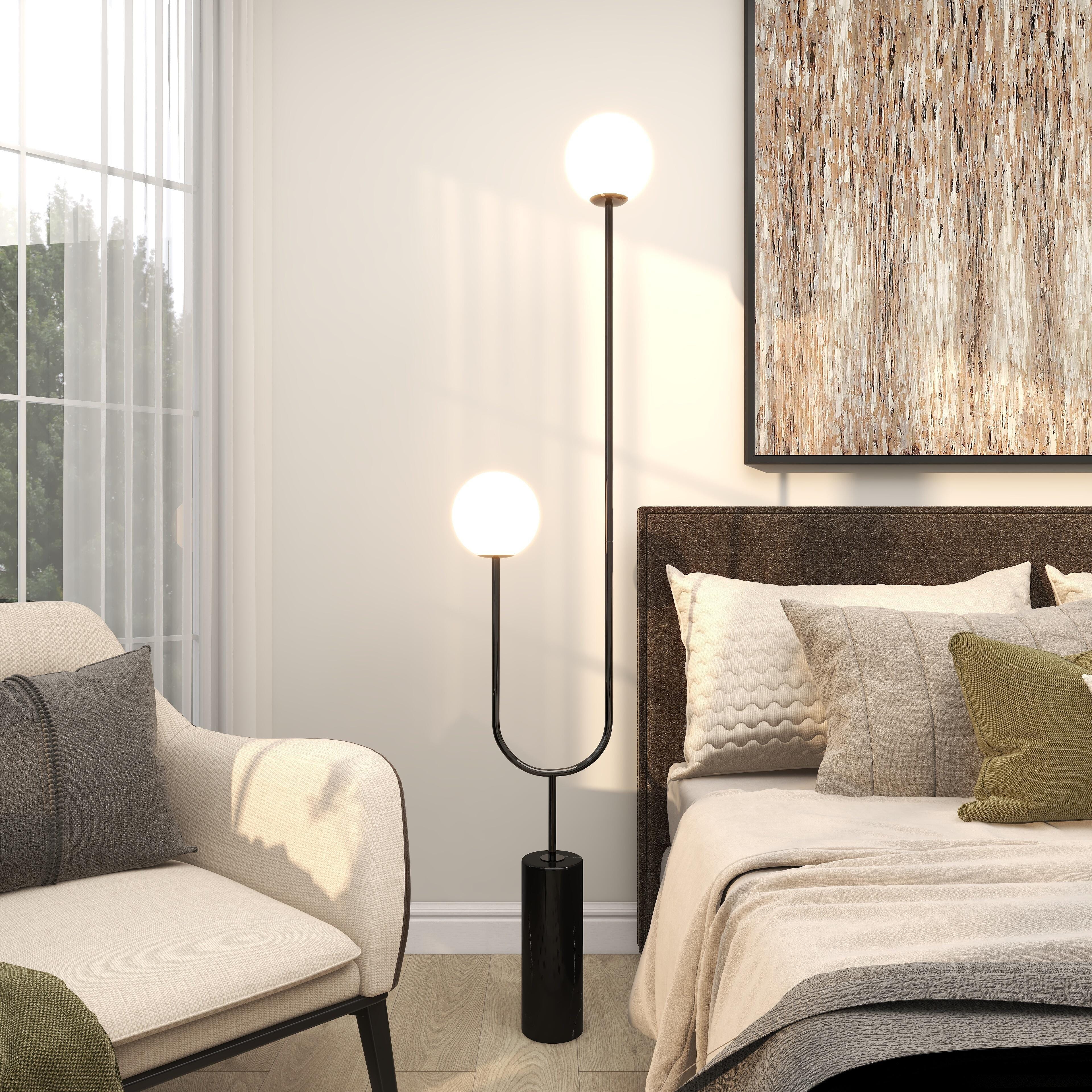 Bayberry Lane Orb 2 Light Floor Lamp, Black, large