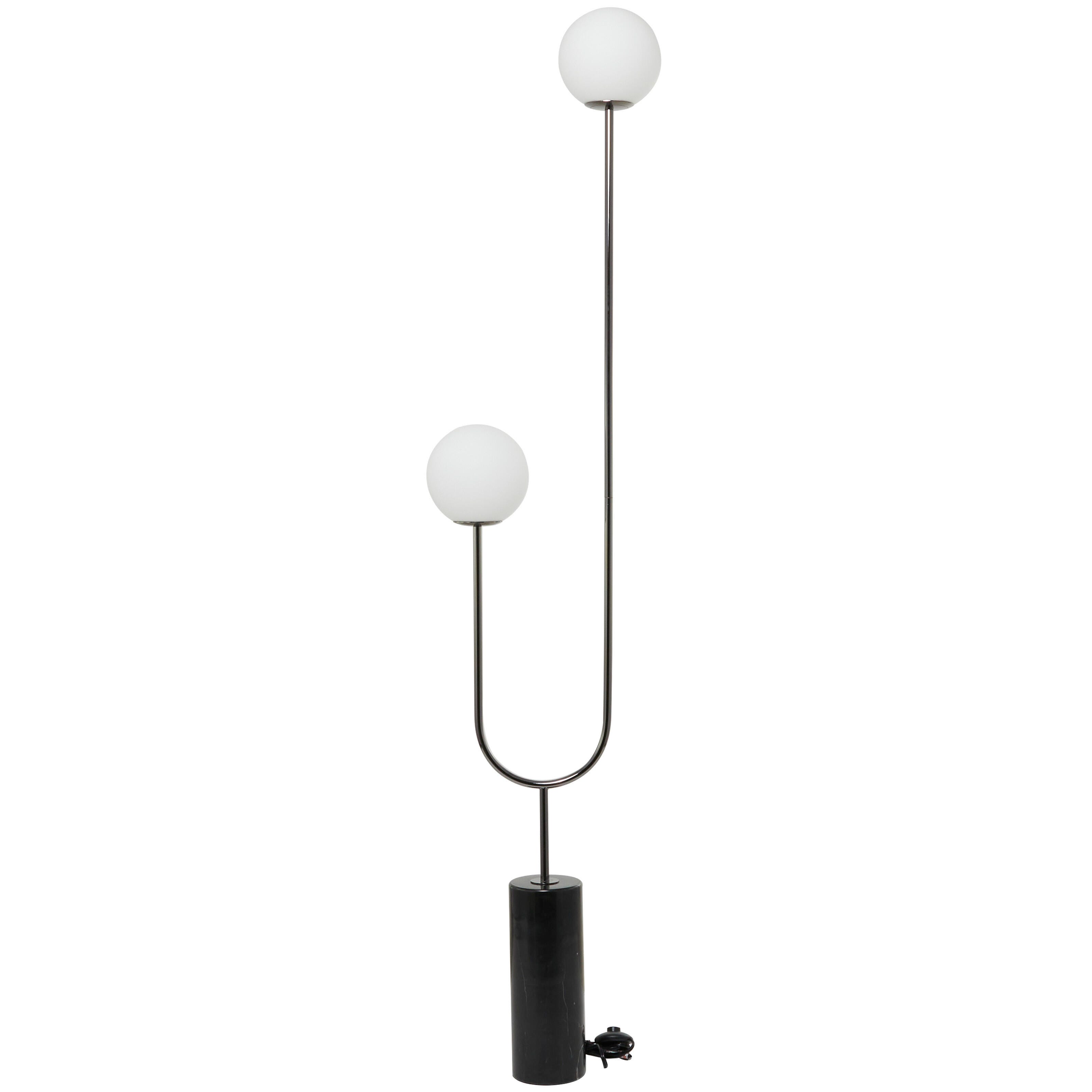 Bayberry Lane Orb 2 Light Floor Lamp, Black, large
