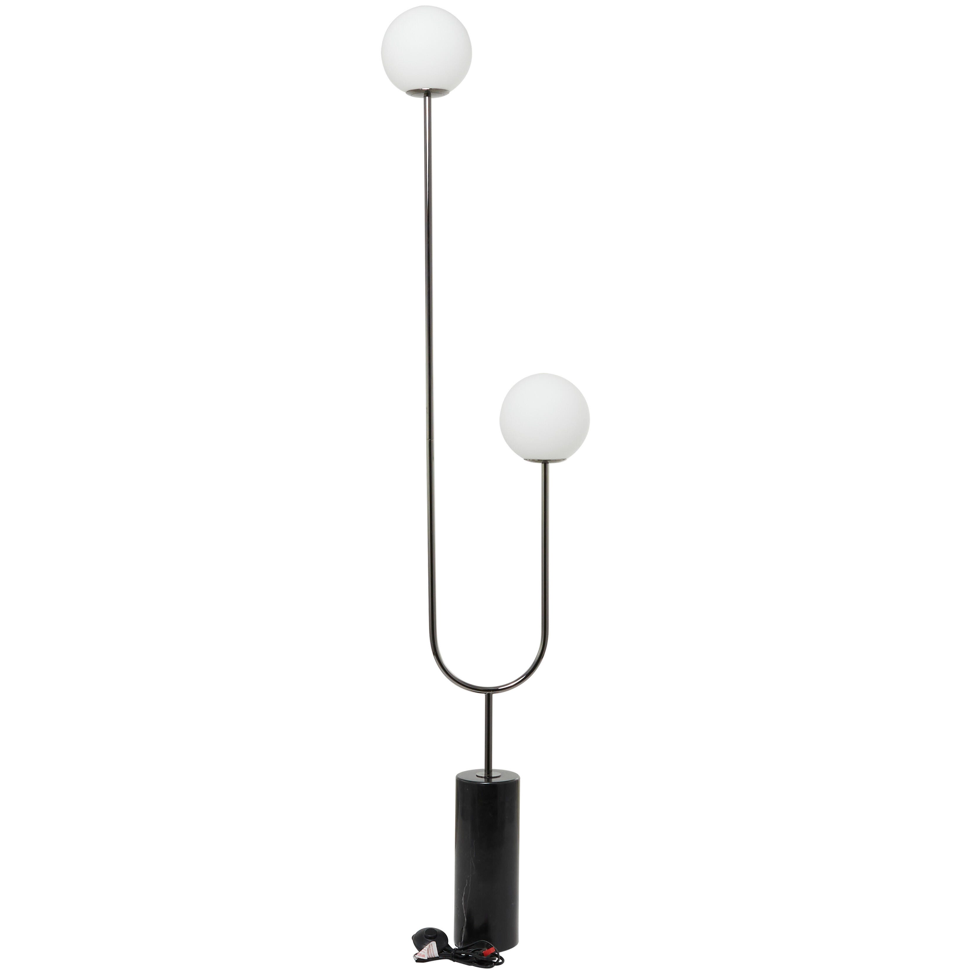 Bayberry Lane Orb 2 Light Floor Lamp, Black, large