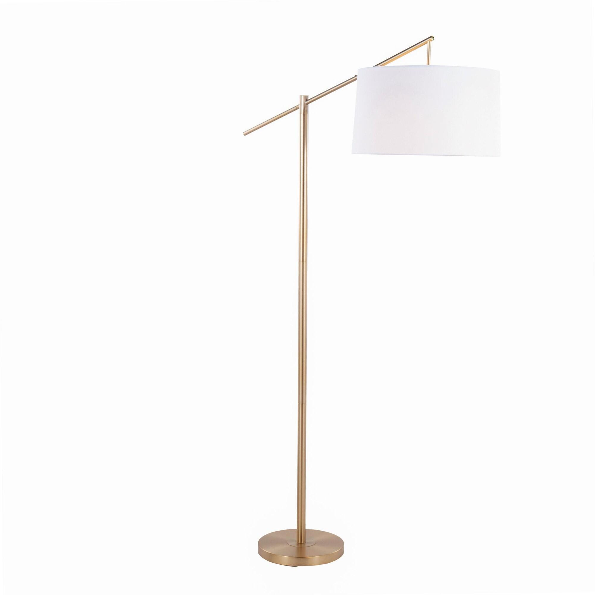 LumiSource Casper Floor Lamp, Off-White/Gold, large