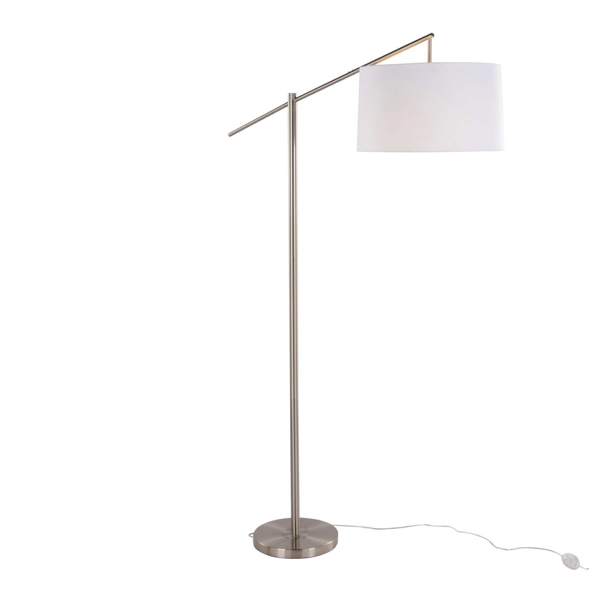 LumiSource Casper Floor Lamp, Off-White/Silver, large