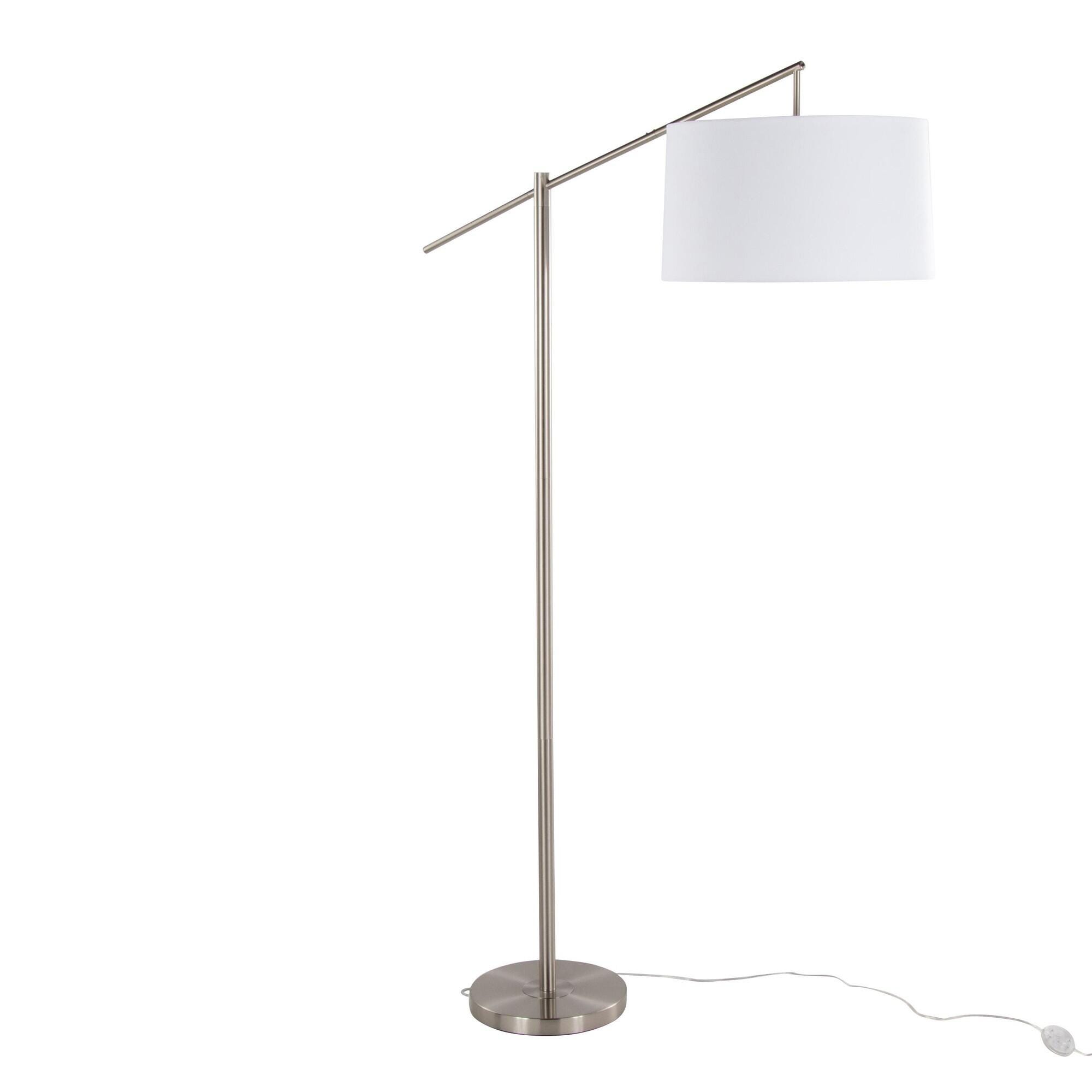 LumiSource Casper Floor Lamp, Off-White/Silver, large