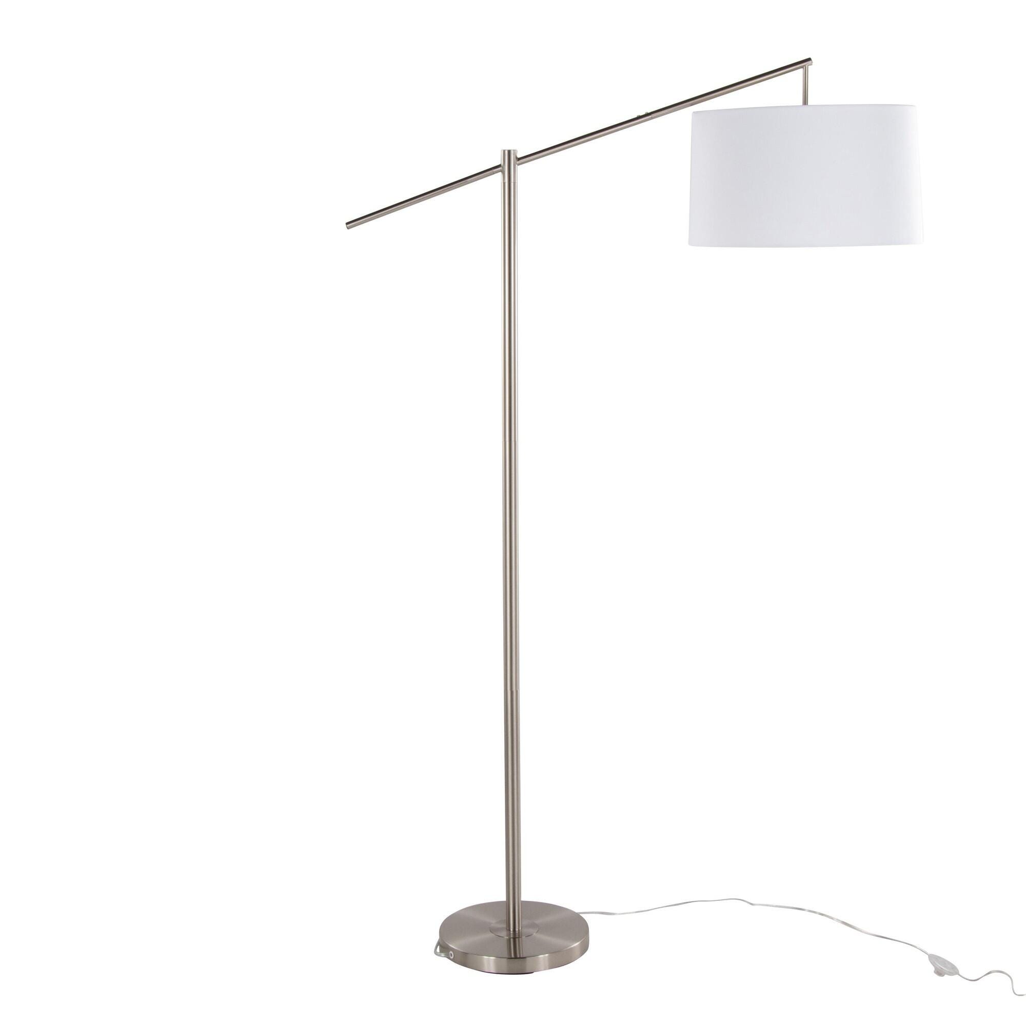 LumiSource Casper Floor Lamp, Off-White/Silver, large