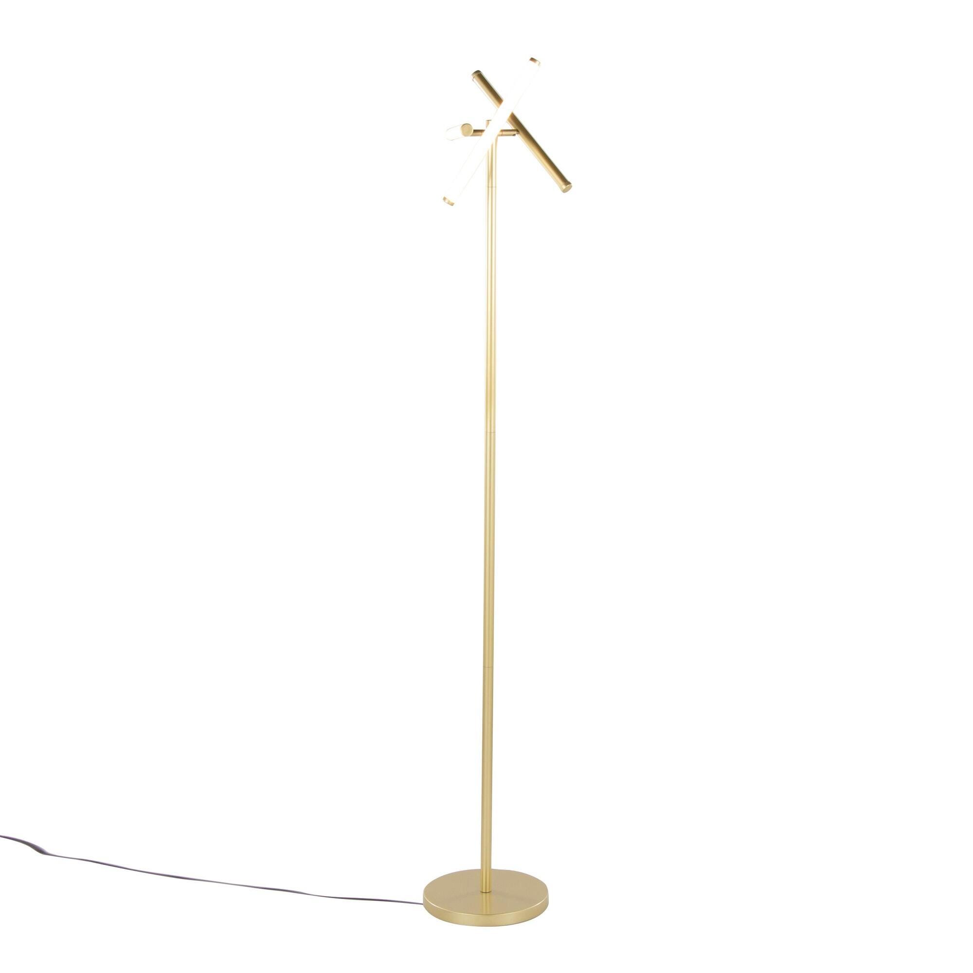 LumiSource Icicle Swivel Floor Lamp, Gold, large