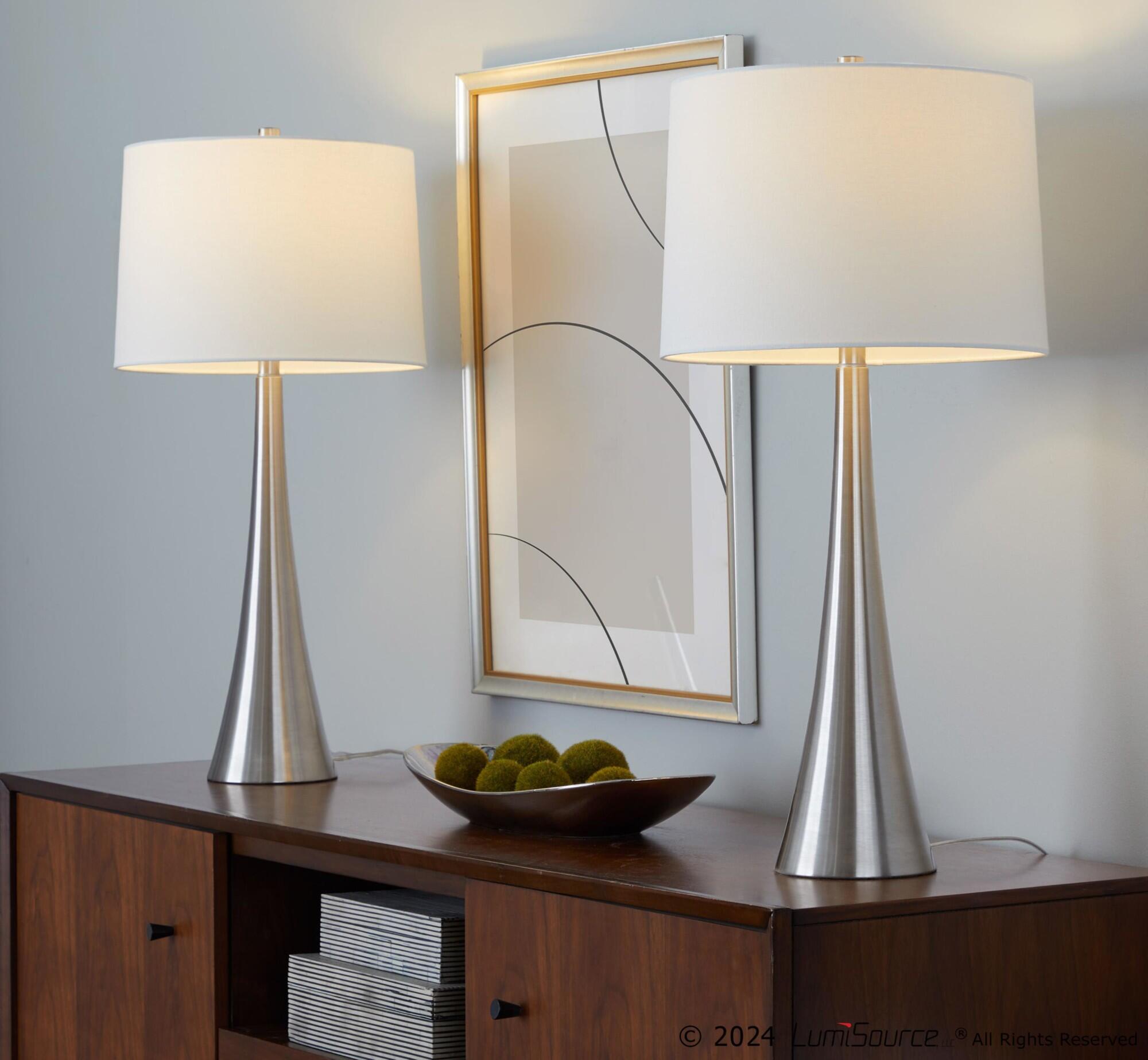 LumiSource Diana Table Lamp (Set of 2), Brushed Nickel, rollover