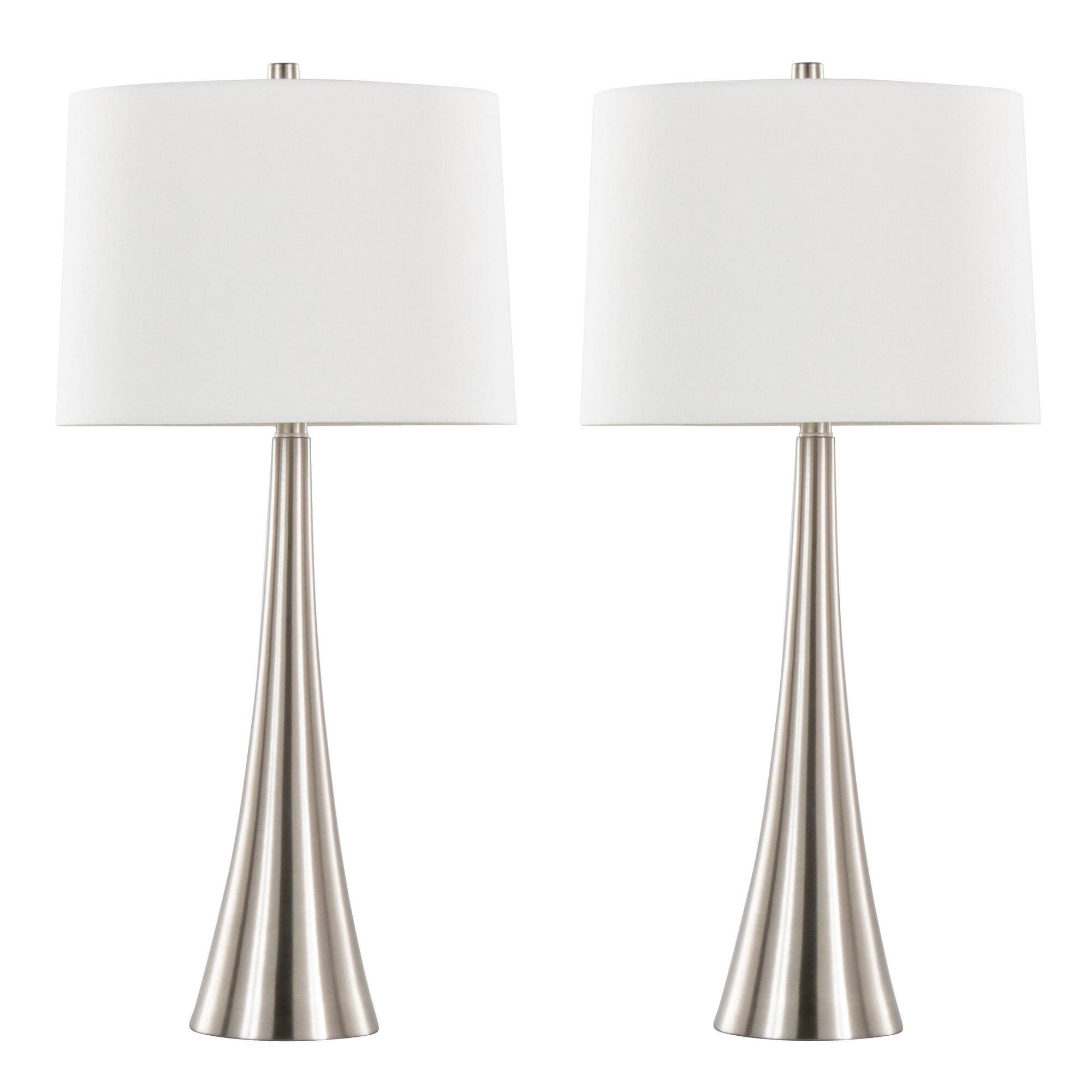 LumiSource Diana Table Lamp (Set of 2), Brushed Nickel, large
