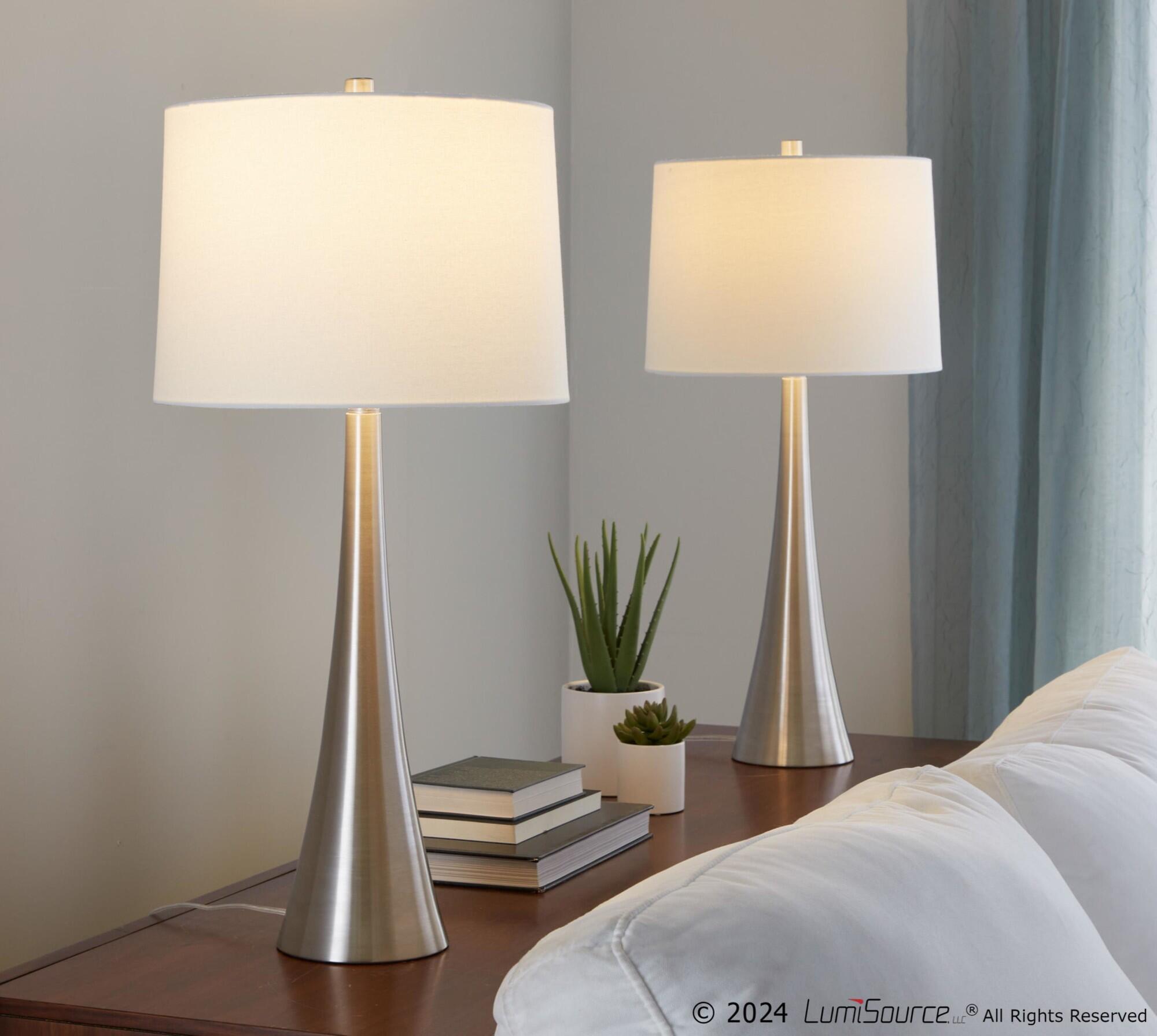 LumiSource Diana Table Lamp (Set of 2), Brushed Nickel, large