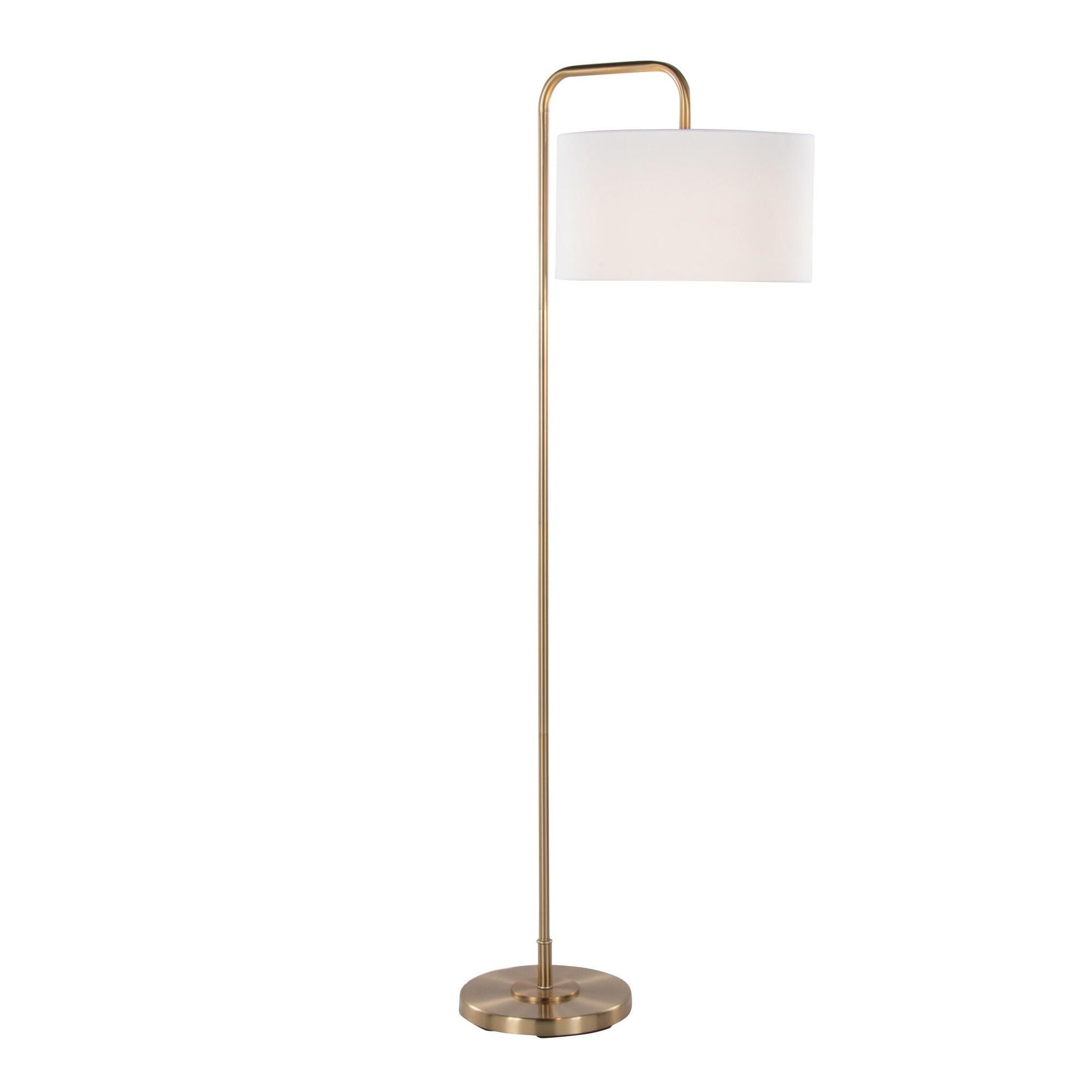 LumiSource Puck Arc Floor Lamp, White/Gold, large