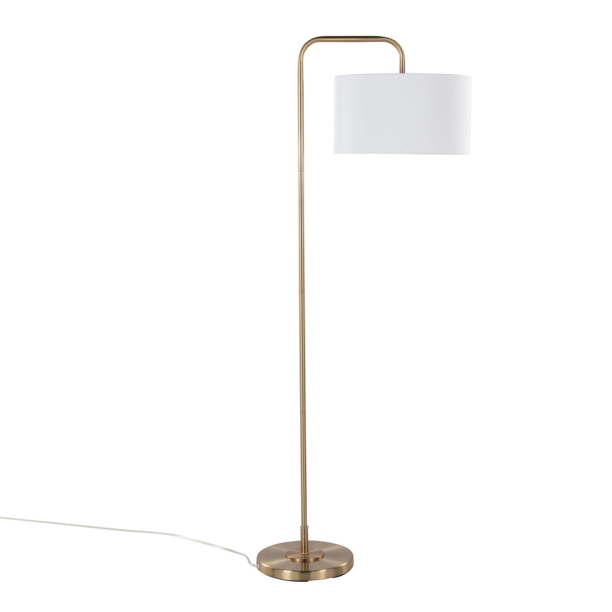 LumiSource Puck Arc Floor Lamp, White/Gold, large