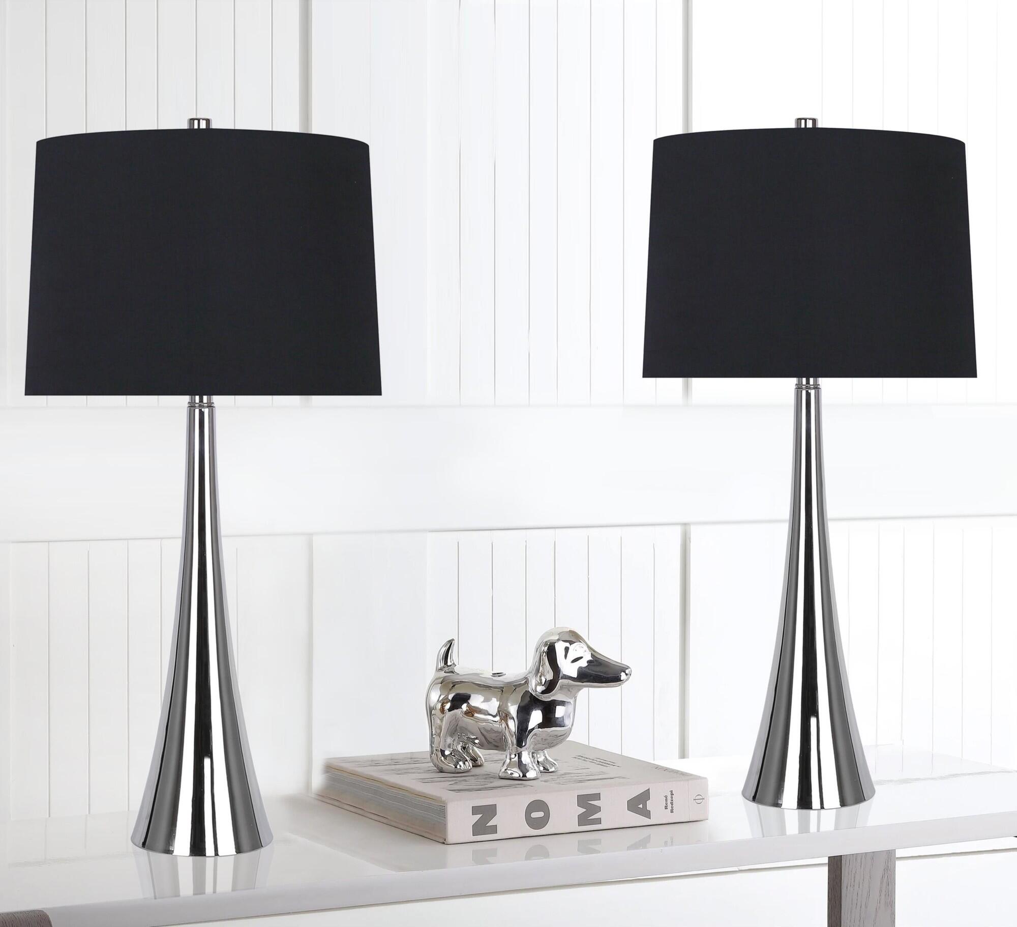 LumiSource Diana Table Lamp (Set of 2), Polished Nickel, large