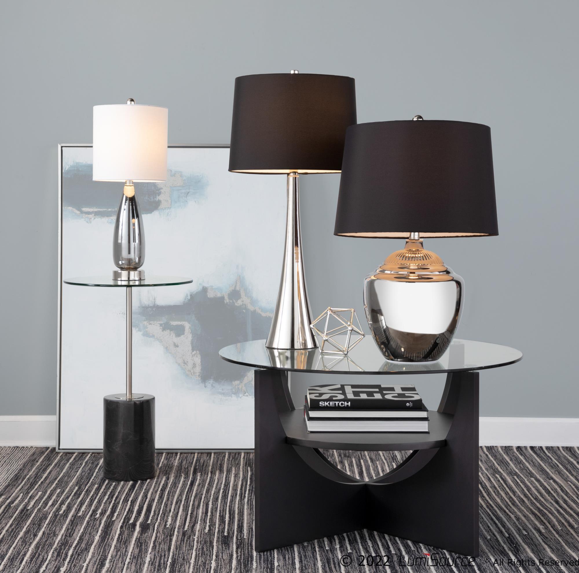 LumiSource Diana Table Lamp (Set of 2), Polished Nickel, large