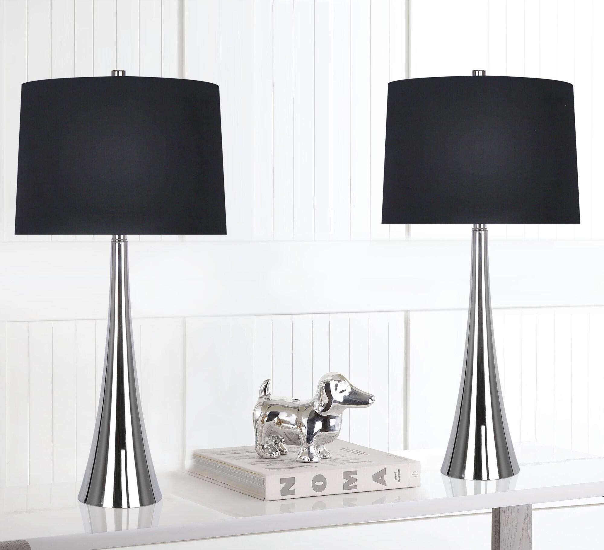 LumiSource Diana Table Lamp (Set of 2), Polished Nickel, large