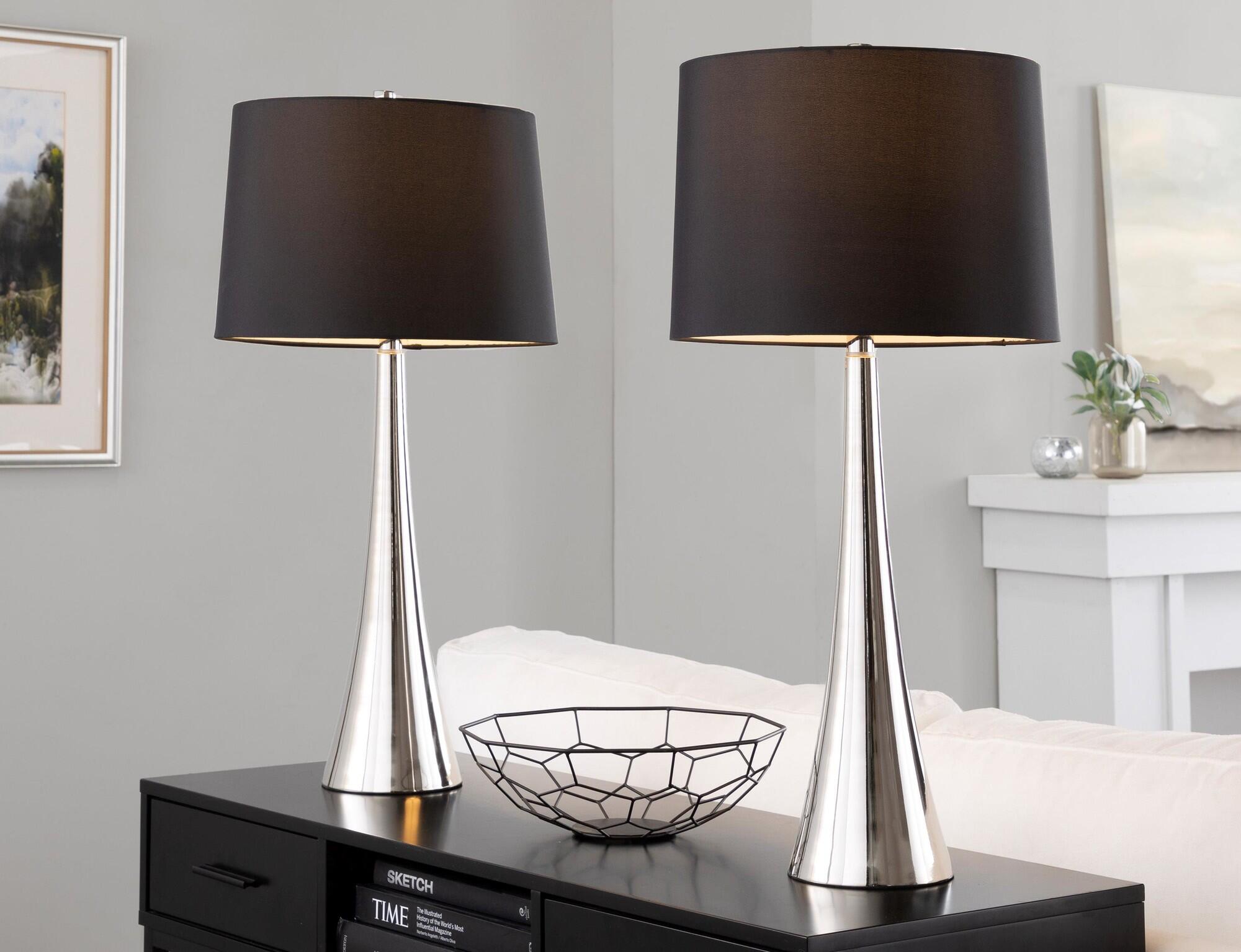 LumiSource Diana Table Lamp (Set of 2), Polished Nickel, large