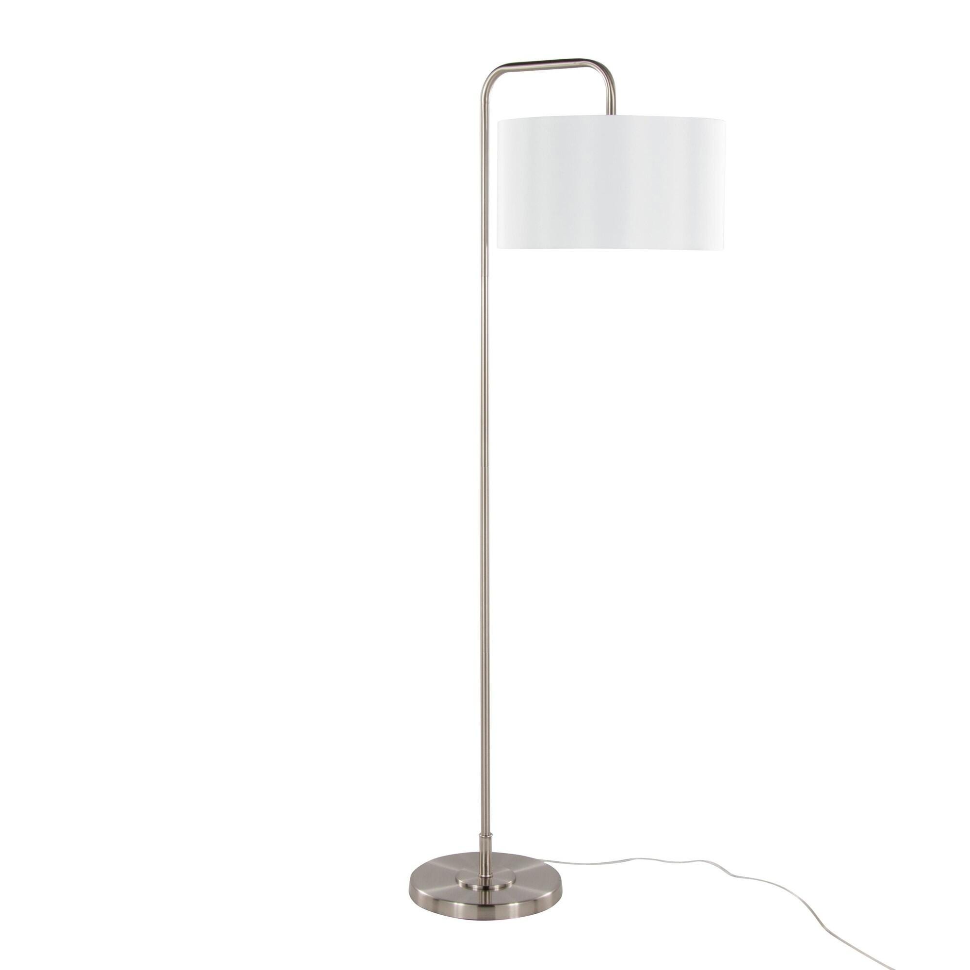 LumiSource Puck Arc Floor Lamp, White/Silver, large