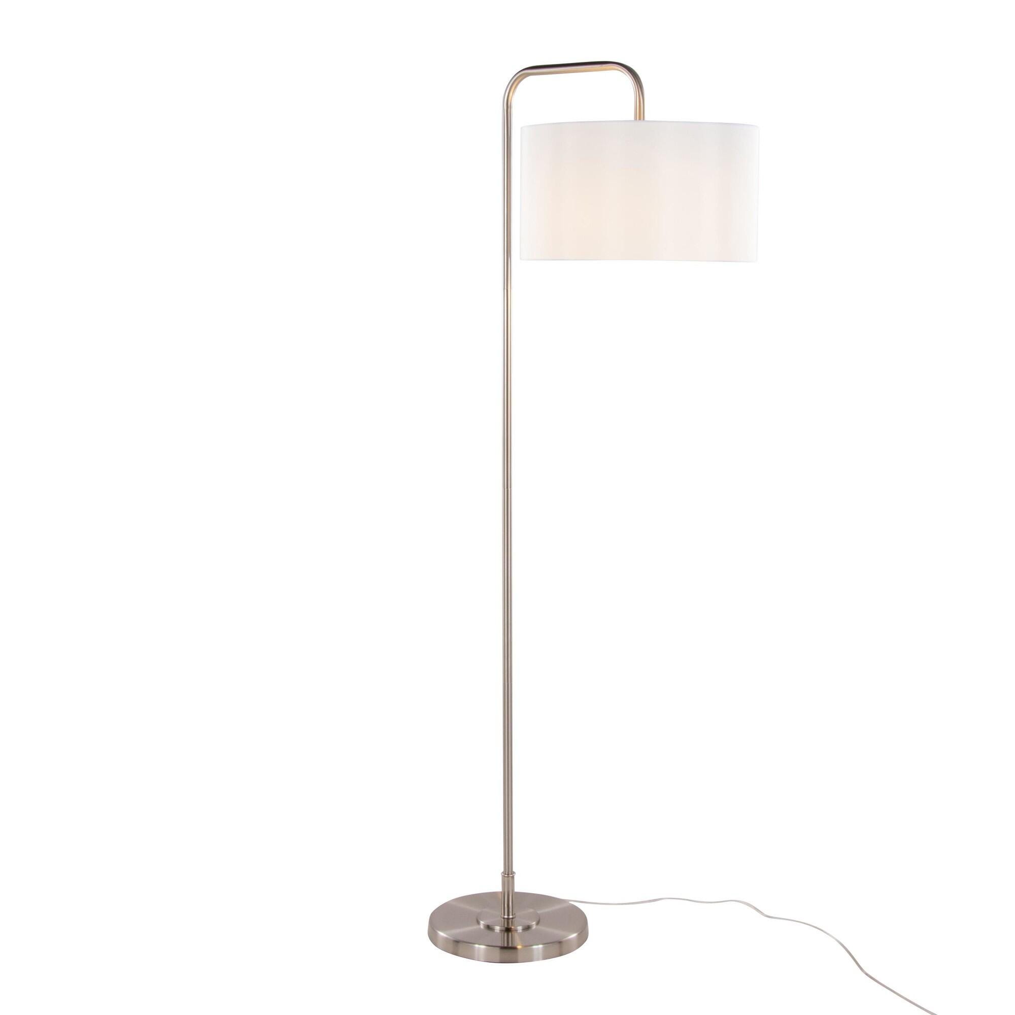 LumiSource Puck Arc Floor Lamp, White/Silver, large