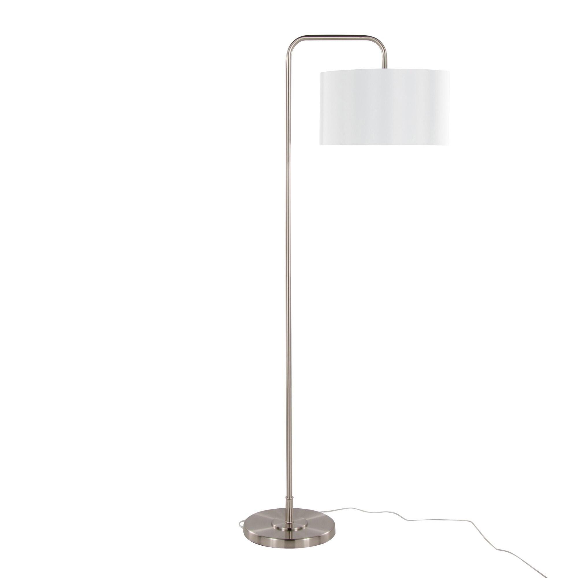 LumiSource Puck Arc Floor Lamp, White/Silver, large