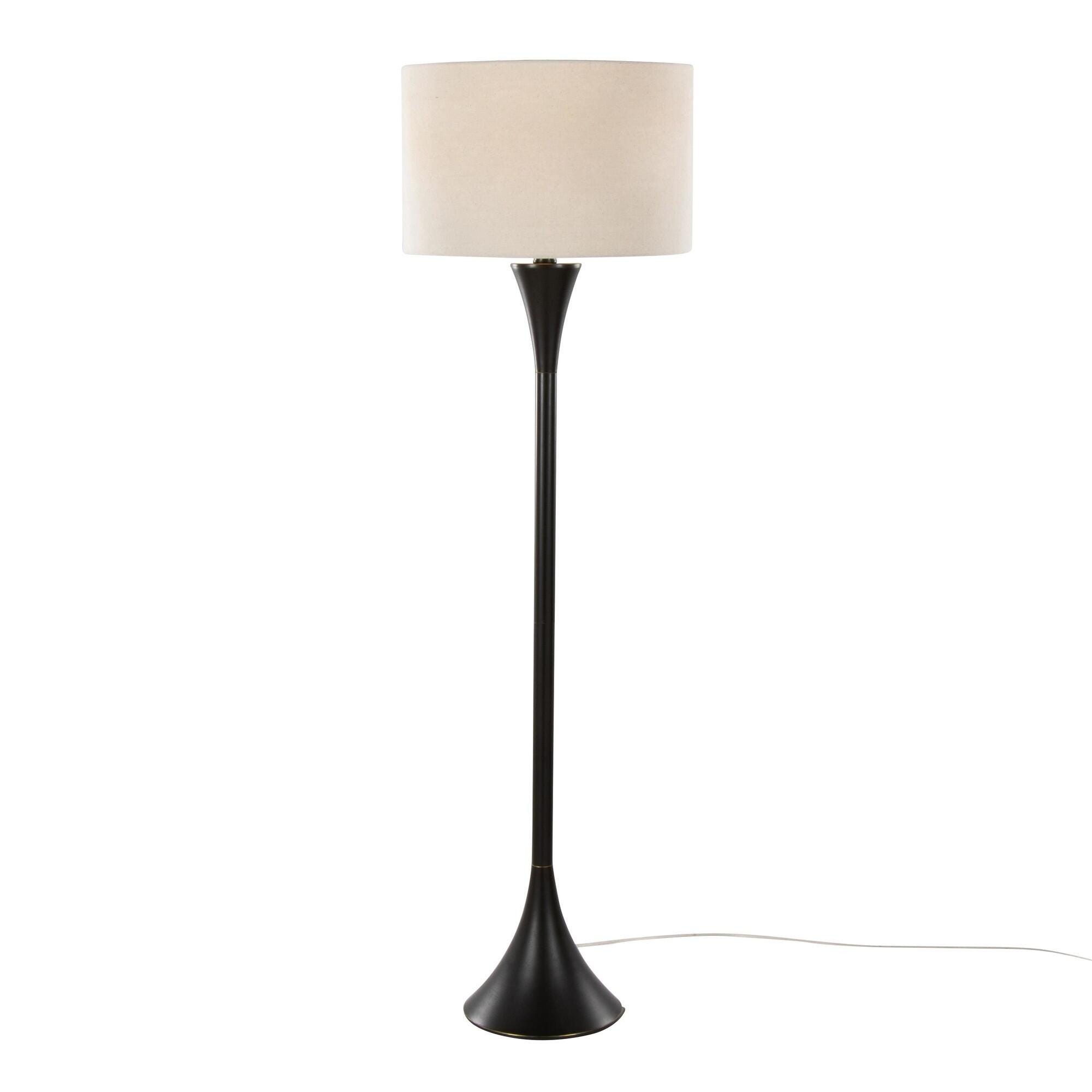 LumiSource Lenuxe Floor Lamp, Natural/Black, large