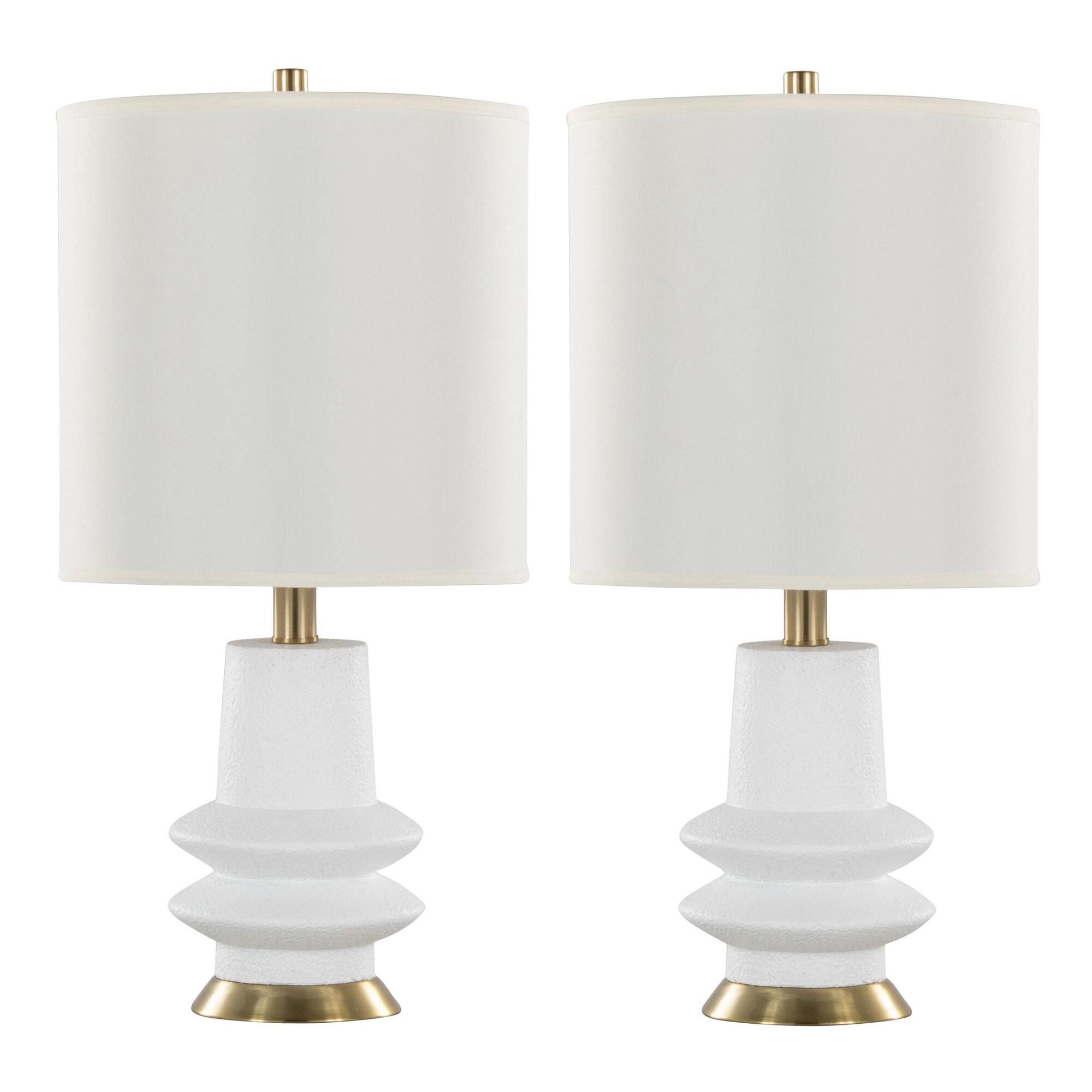 LumiSource Lloyd Table Lamp (Set of 2), White, large