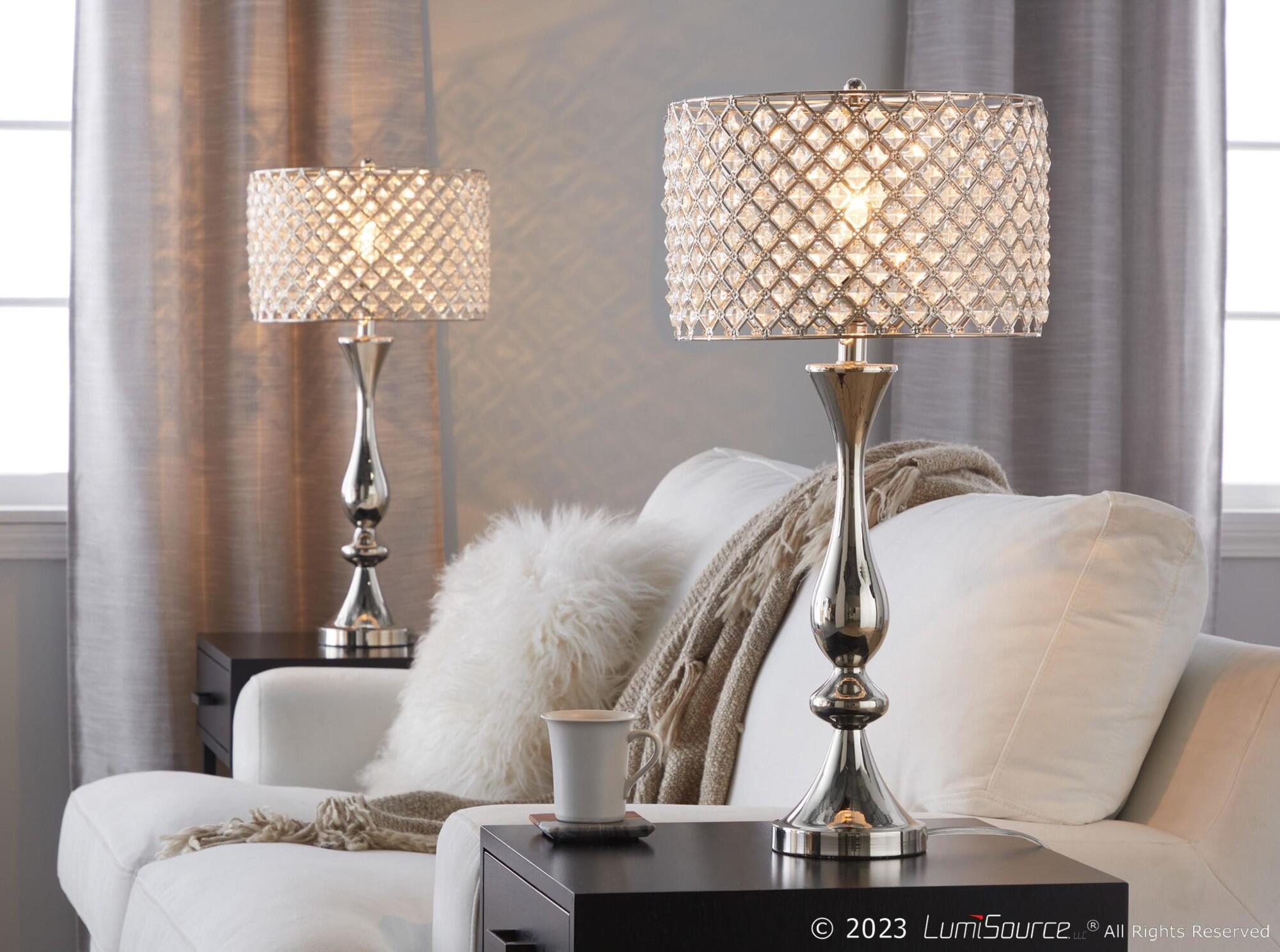 LumiSource Topaz Table Lamp, Silver/Clear, rollover