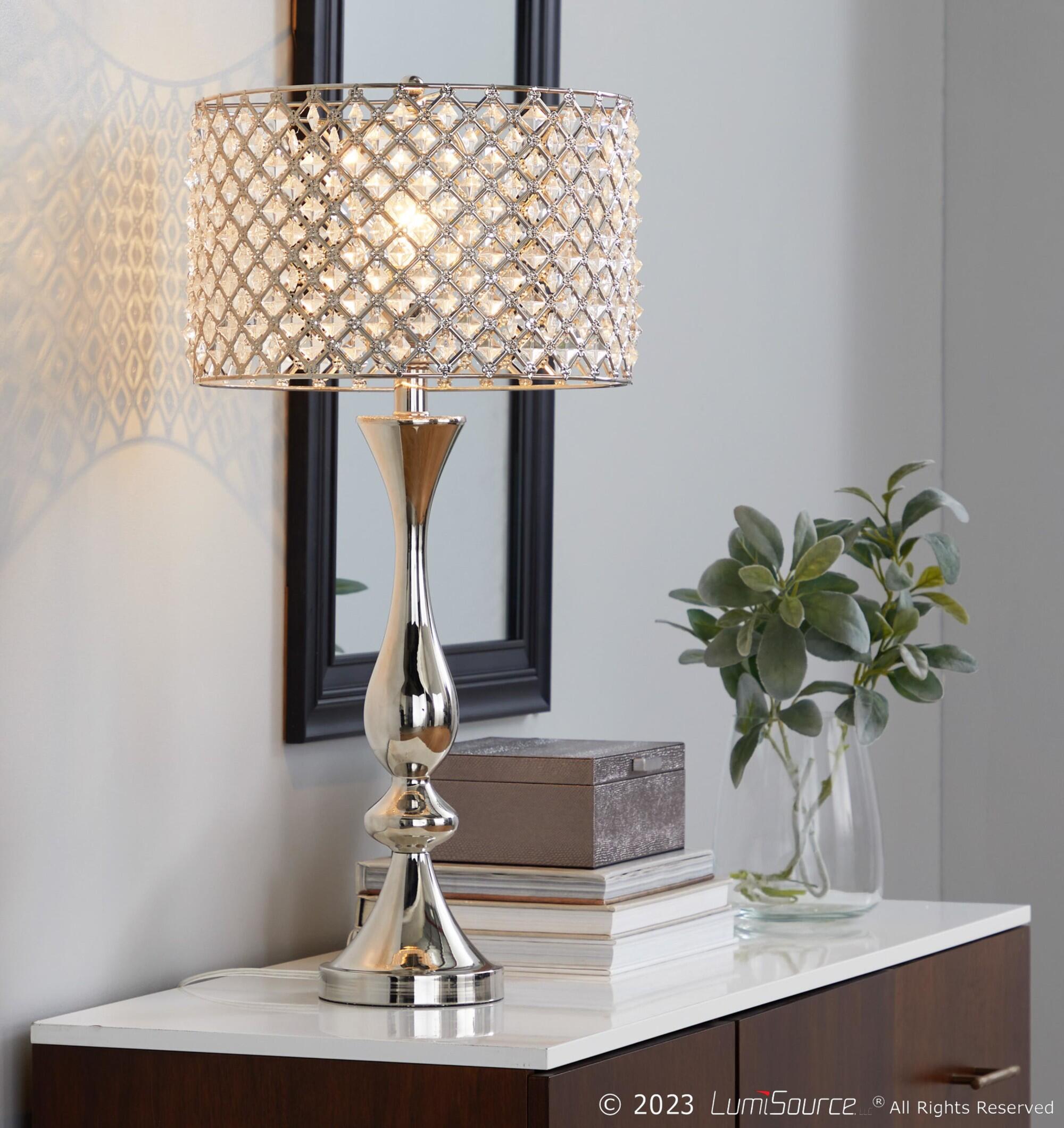LumiSource Topaz Table Lamp, Silver/Clear, large
