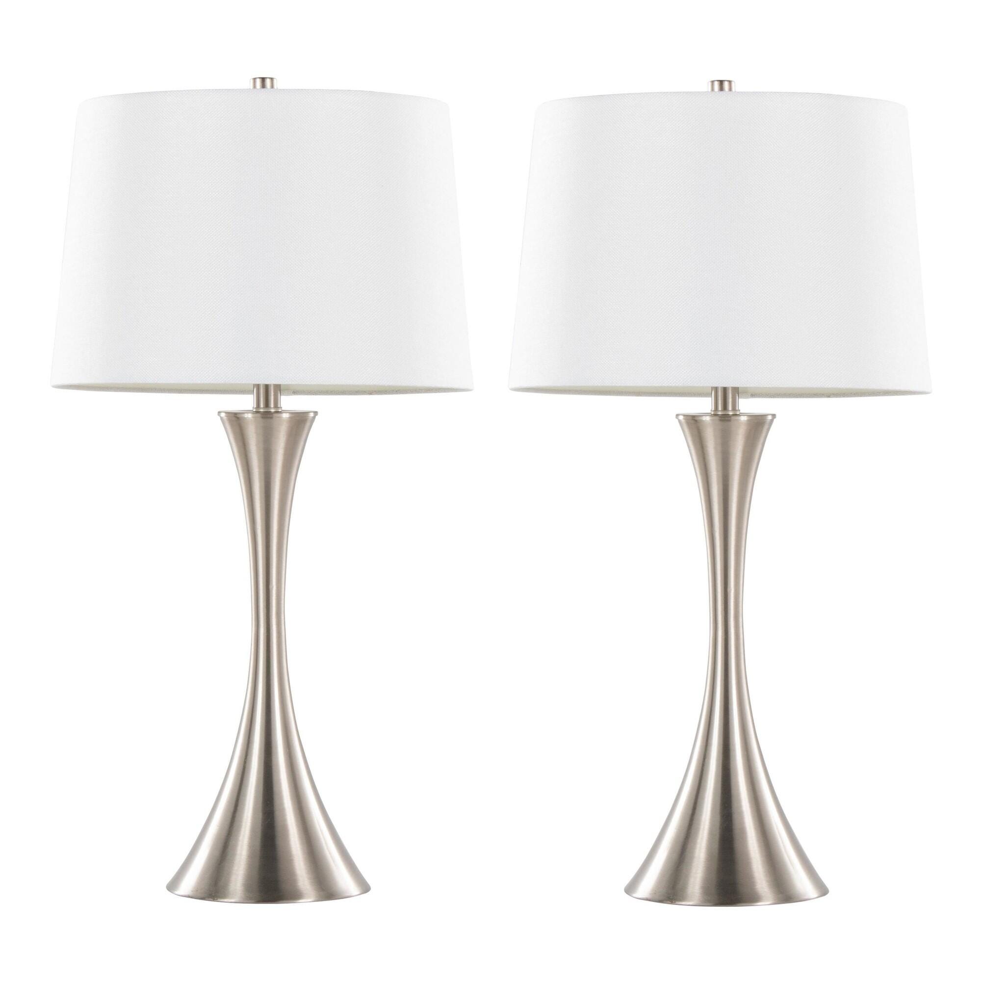 LumiSource Lenuxe Table Lamp (Set of 2), Brushed Nickel, large