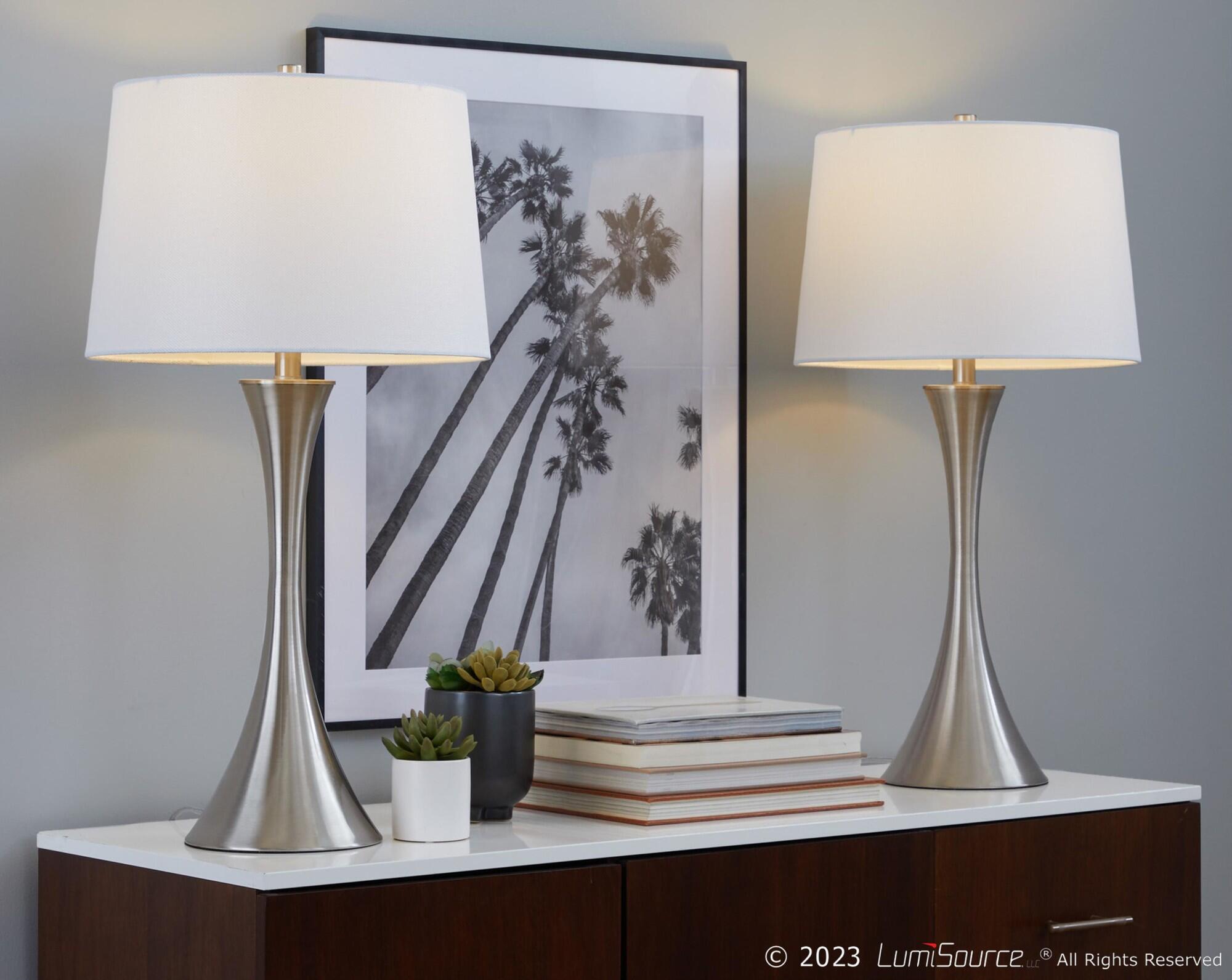 LumiSource Lenuxe Table Lamp (Set of 2), Brushed Nickel, large