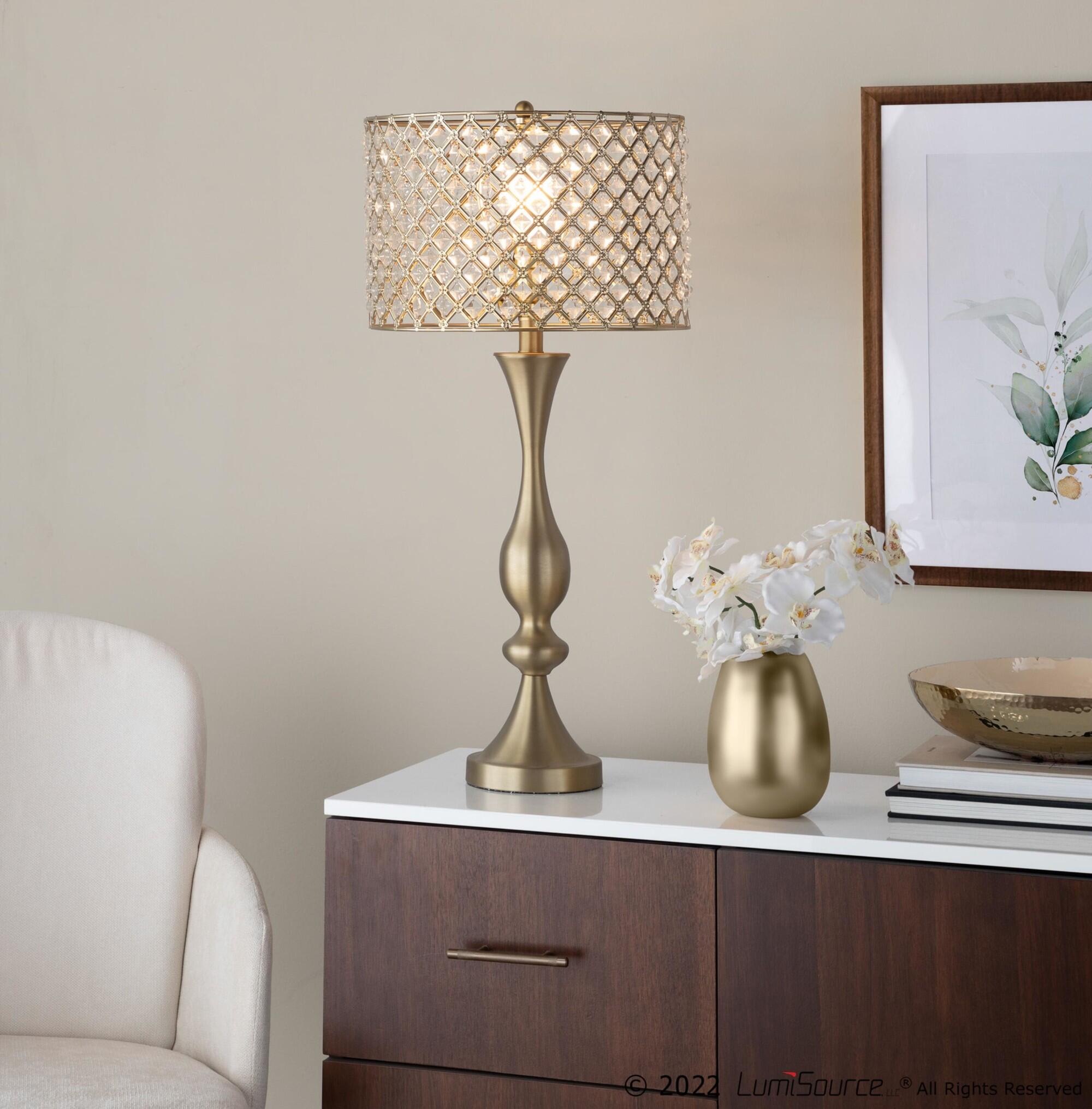 LumiSource Topaz Table Lamp, Ivory/Black, rollover