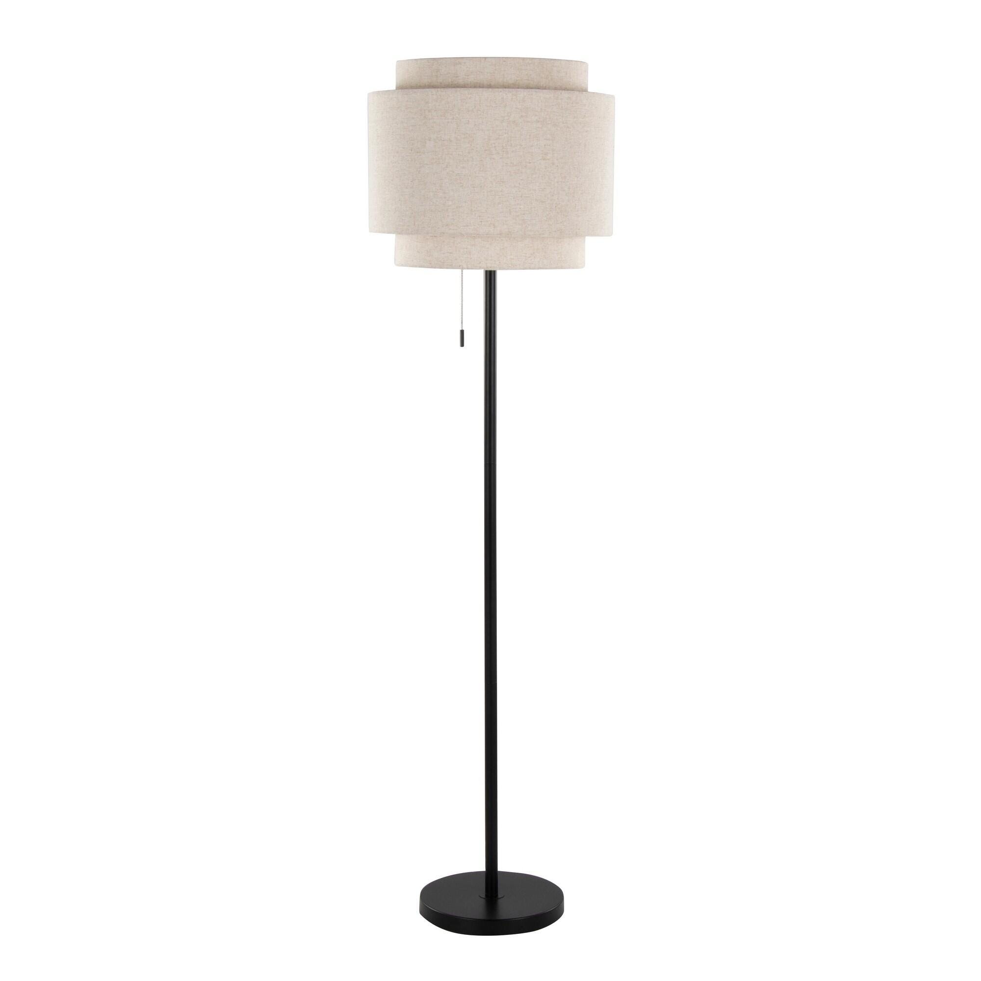 LumiSource Tier Floor Lamp, Beige/Black, large
