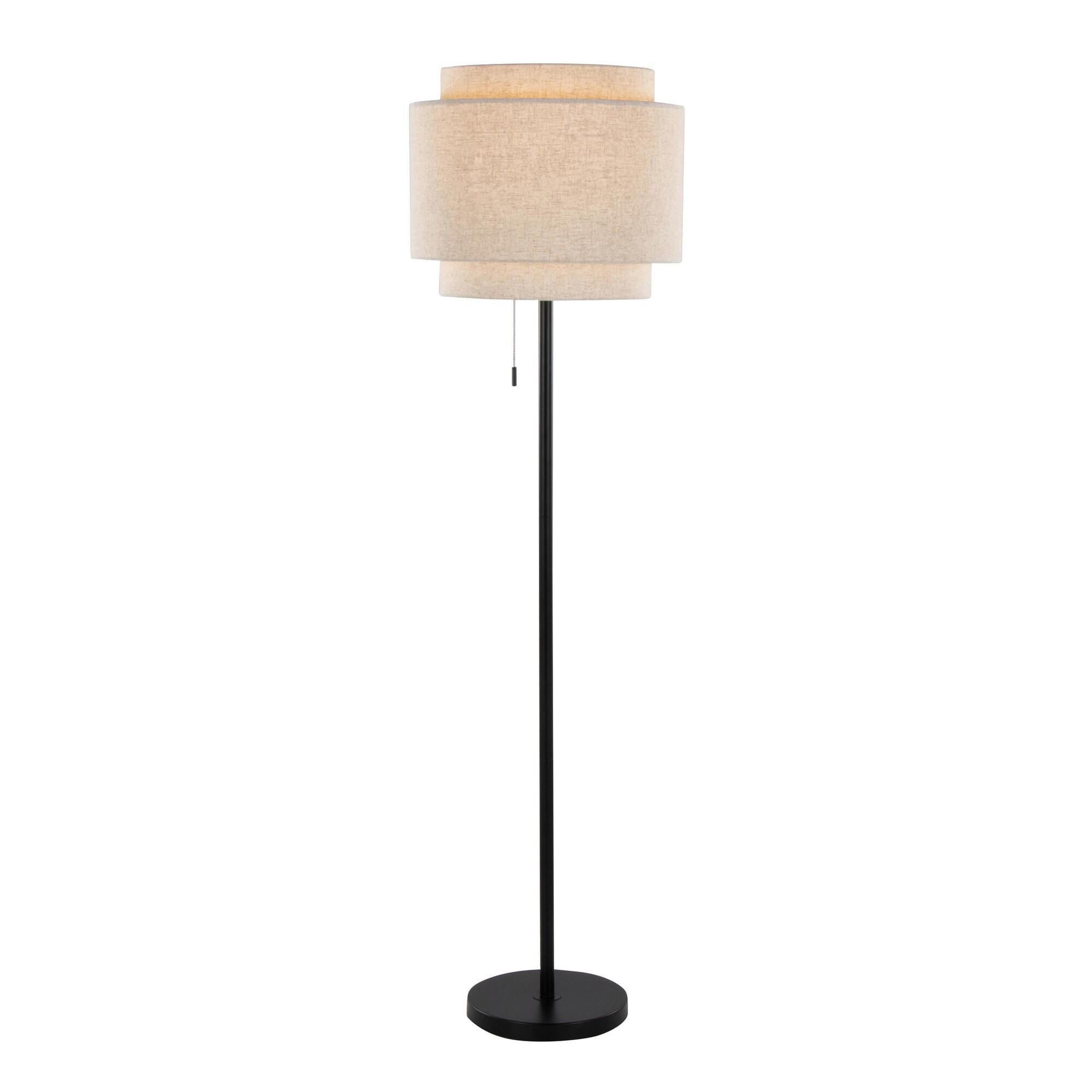 LumiSource Tier Floor Lamp, Beige/Black, large