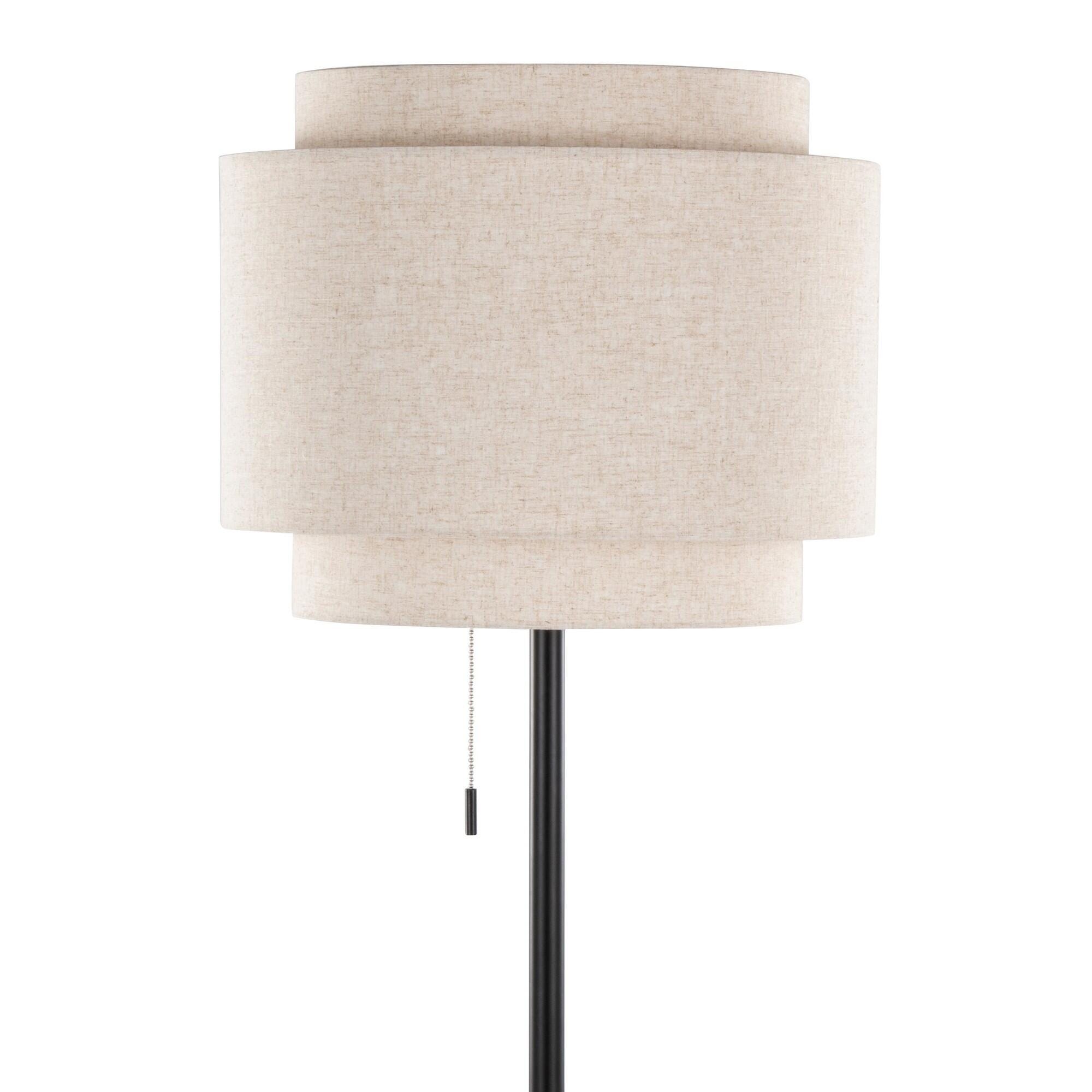 LumiSource Tier Floor Lamp, Beige/Black, large