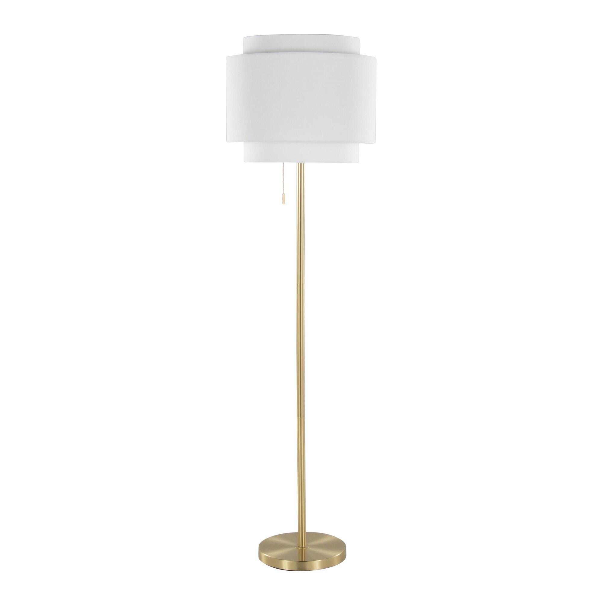 LumiSource Tier Floor Lamp, Off-White/Gold, large