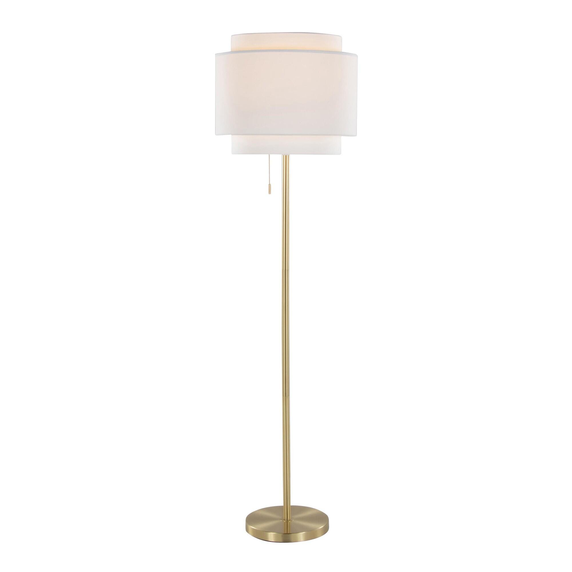 LumiSource Tier Floor Lamp, Off-White/Gold, large