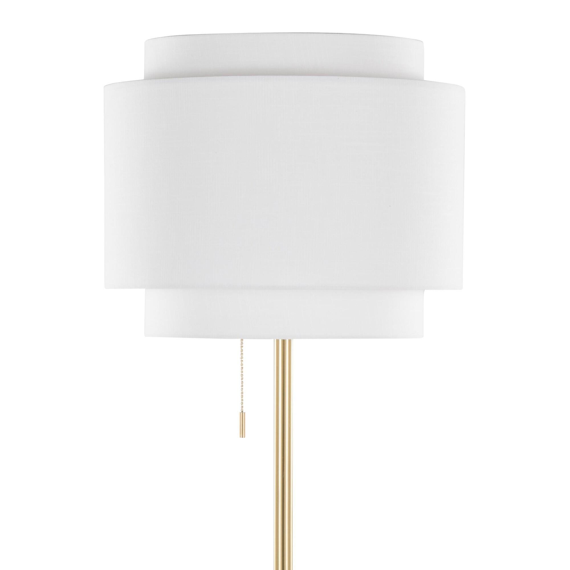 LumiSource Tier Floor Lamp, Off-White/Gold, large