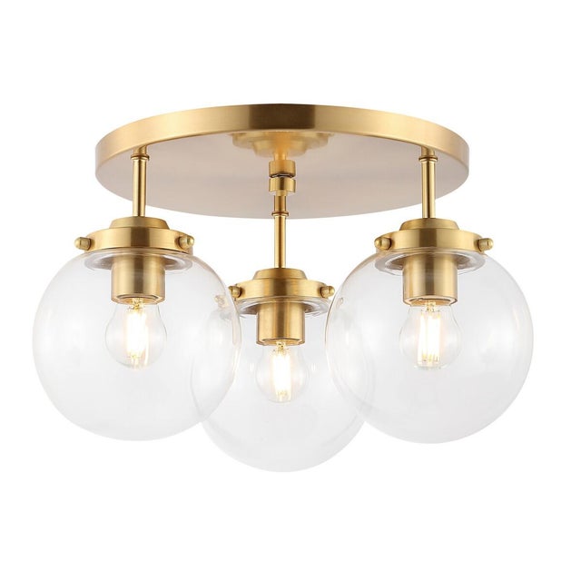 Safavieh Ginesta Flush Mount Light, Gold/Clear