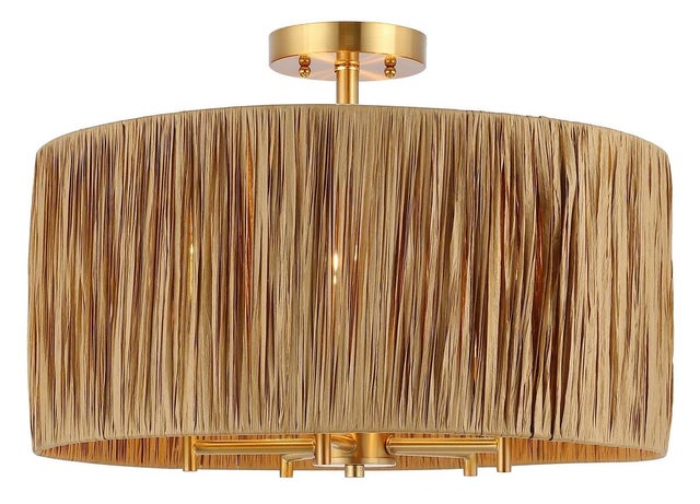 Safavieh Selah Flush Mount Light, Natural/Gold