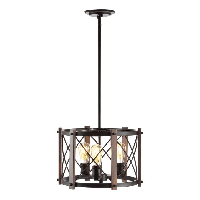 Jonathan Y 3-Light Adjustable LED Pendant, Oil Rubbed Bronze/Brown