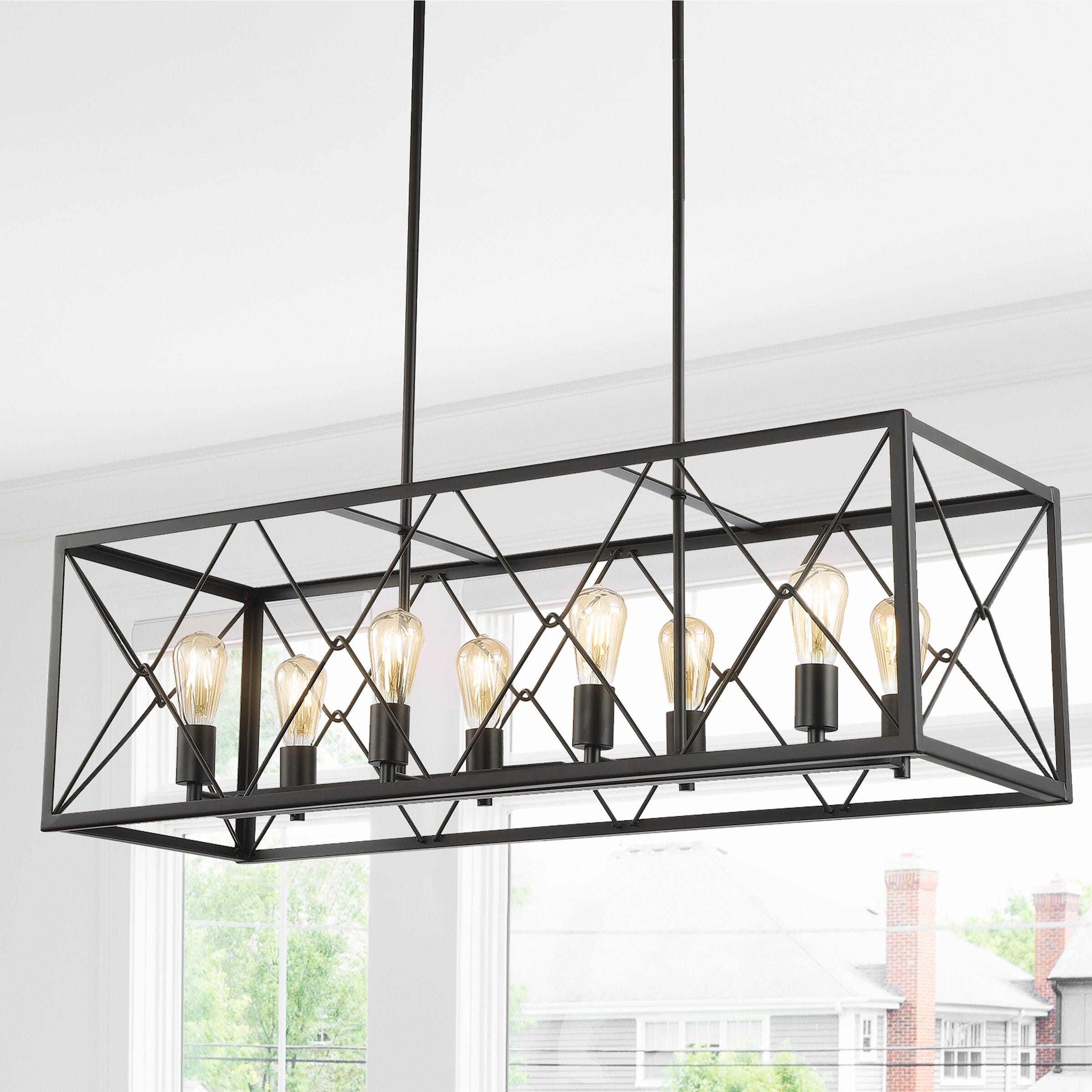 Jonathan Y 8-Light Adjustable LED Pendant, , large