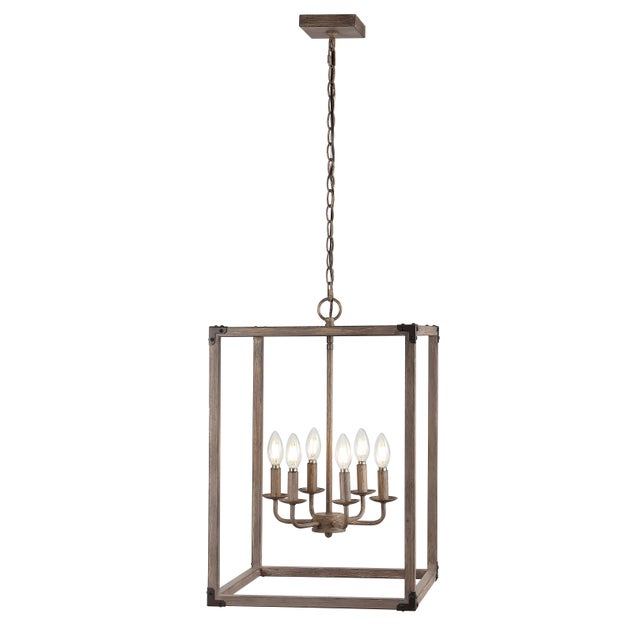 Jonathan Y 6-Light Adjustable LED Pendant, Brown