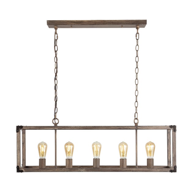Jonathan Y 5-Light Adjustable LED Pendant, Light Brown