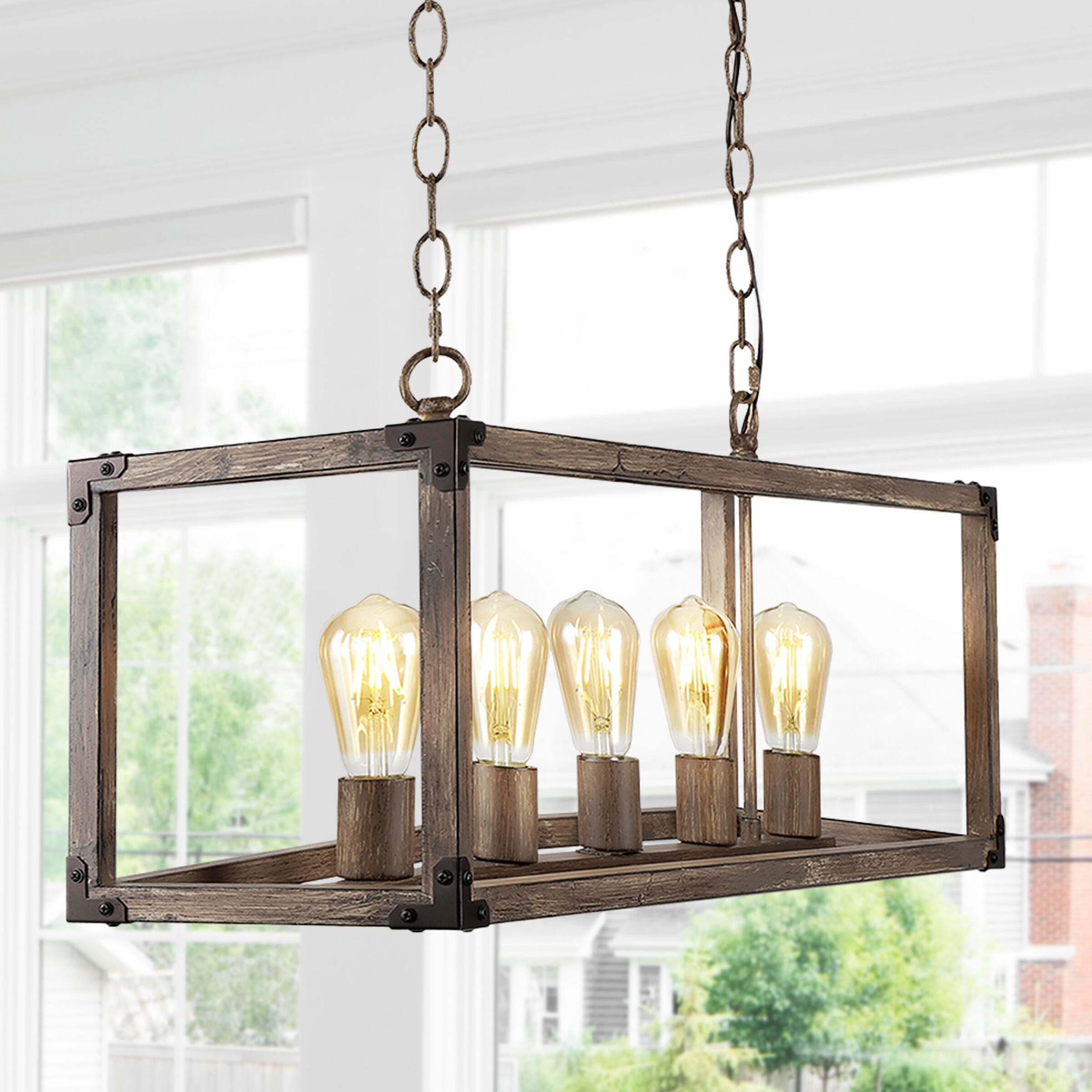 Jonathan Y 5-Light Adjustable LED Pendant, , large