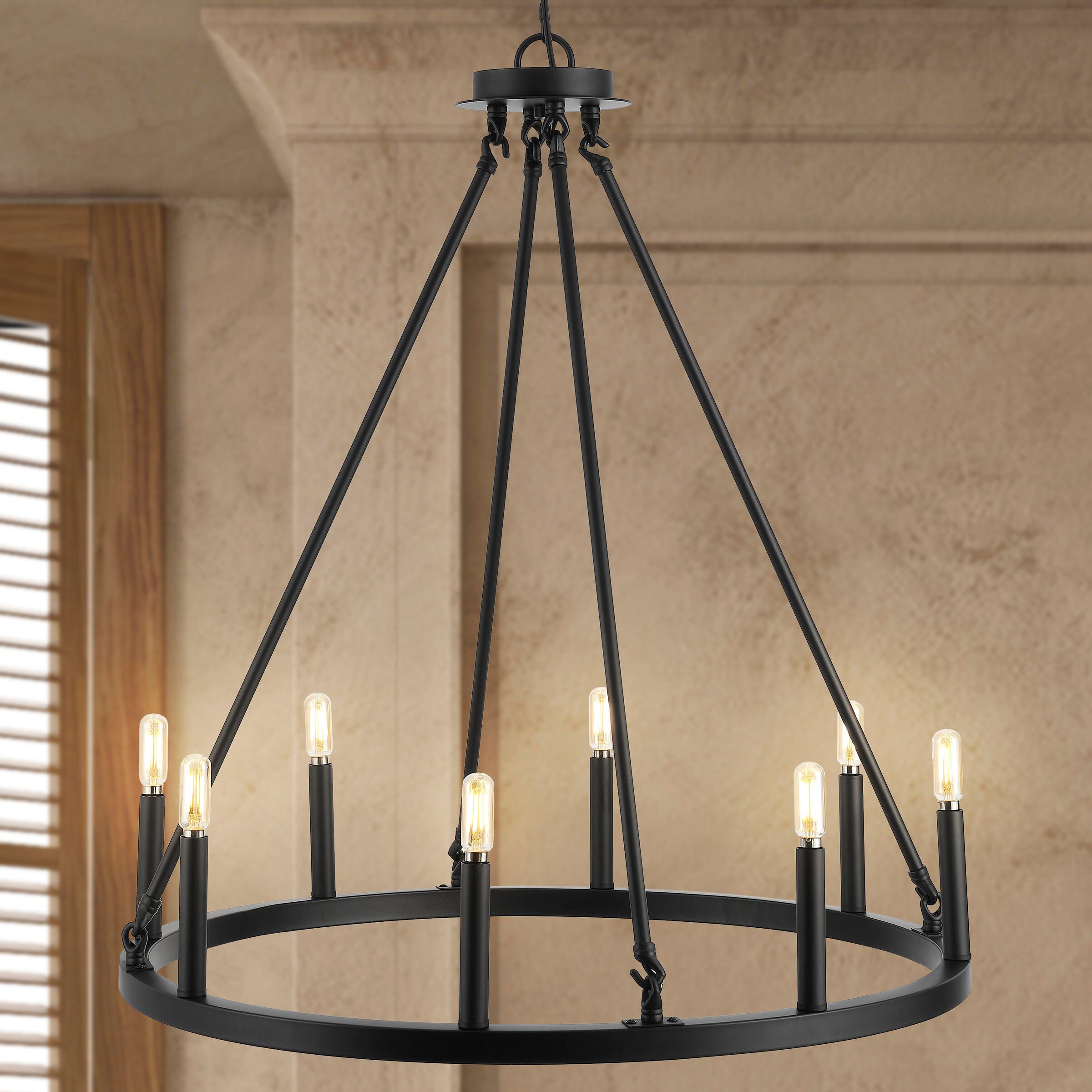 Jonathan Y 8-Light Ring LED Chandelier, , large