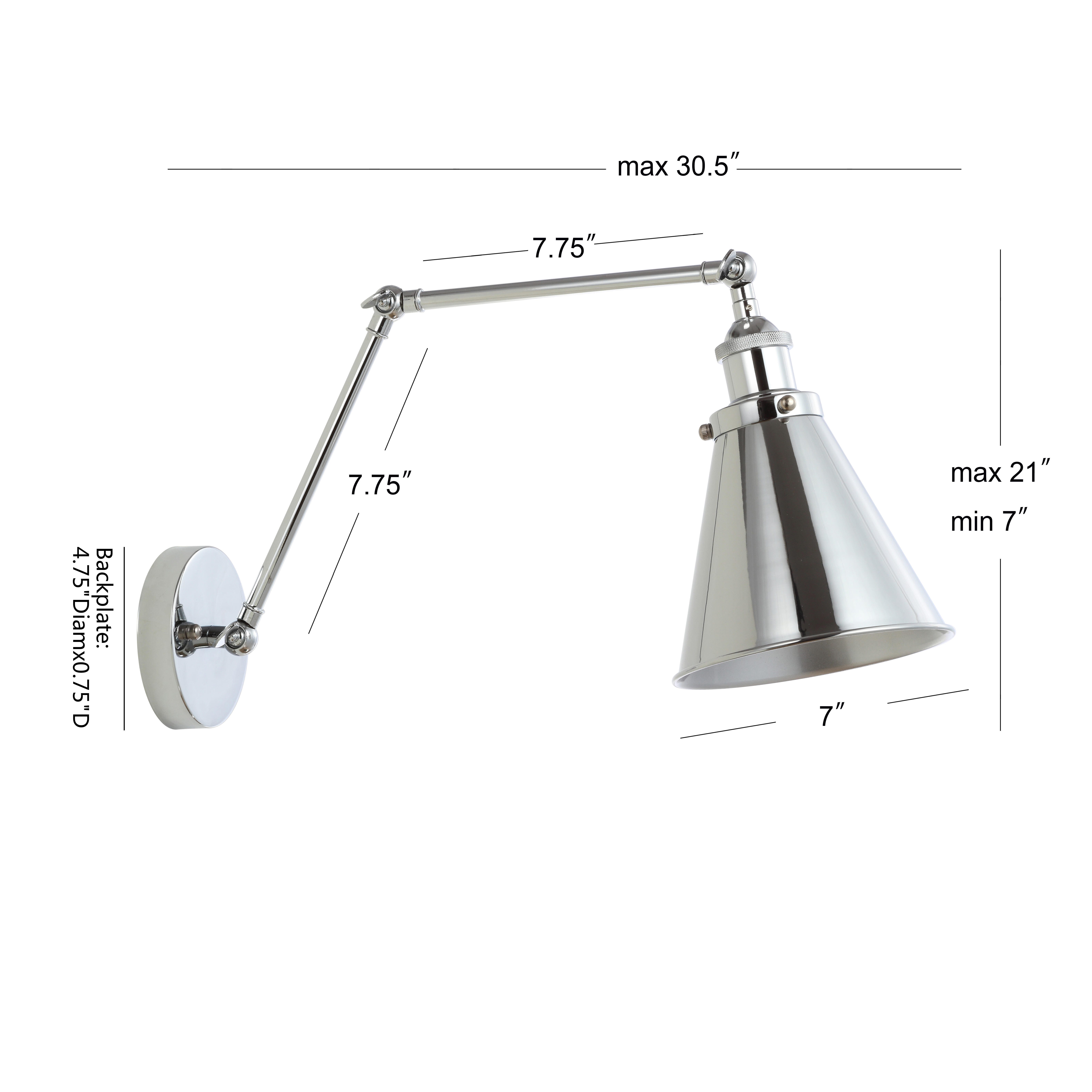 Jonathan Y Adjustable Arm LED Wall Sconce, Silver, large