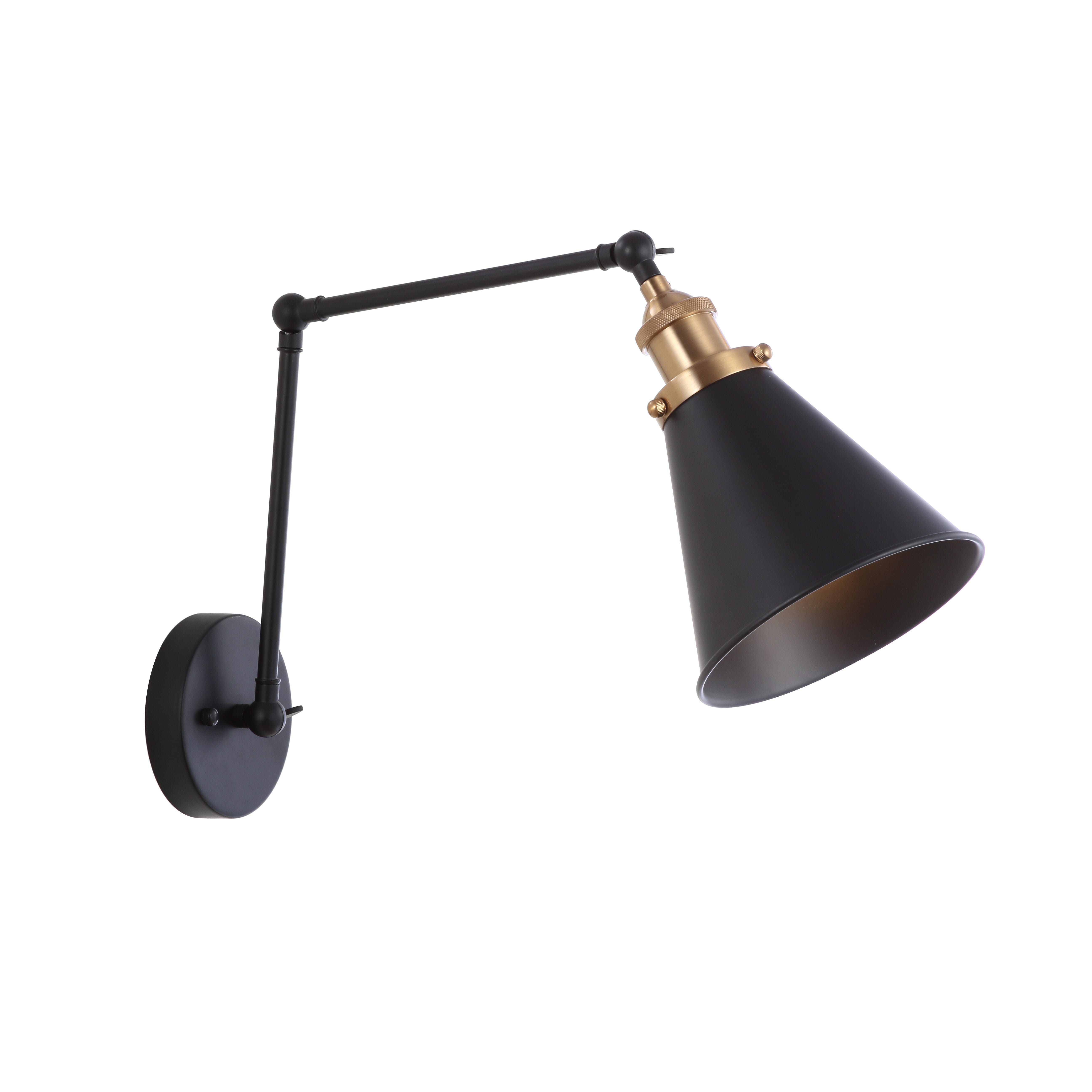 Jonathan Y Adjustable Arm LED Wall Sconce, Black, large